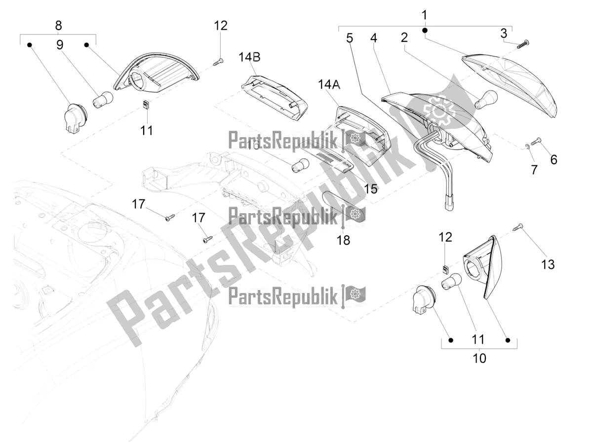 Toutes les pièces pour le Phares Arrière - Clignotants du Vespa S 125 3V Iget Apac 2022