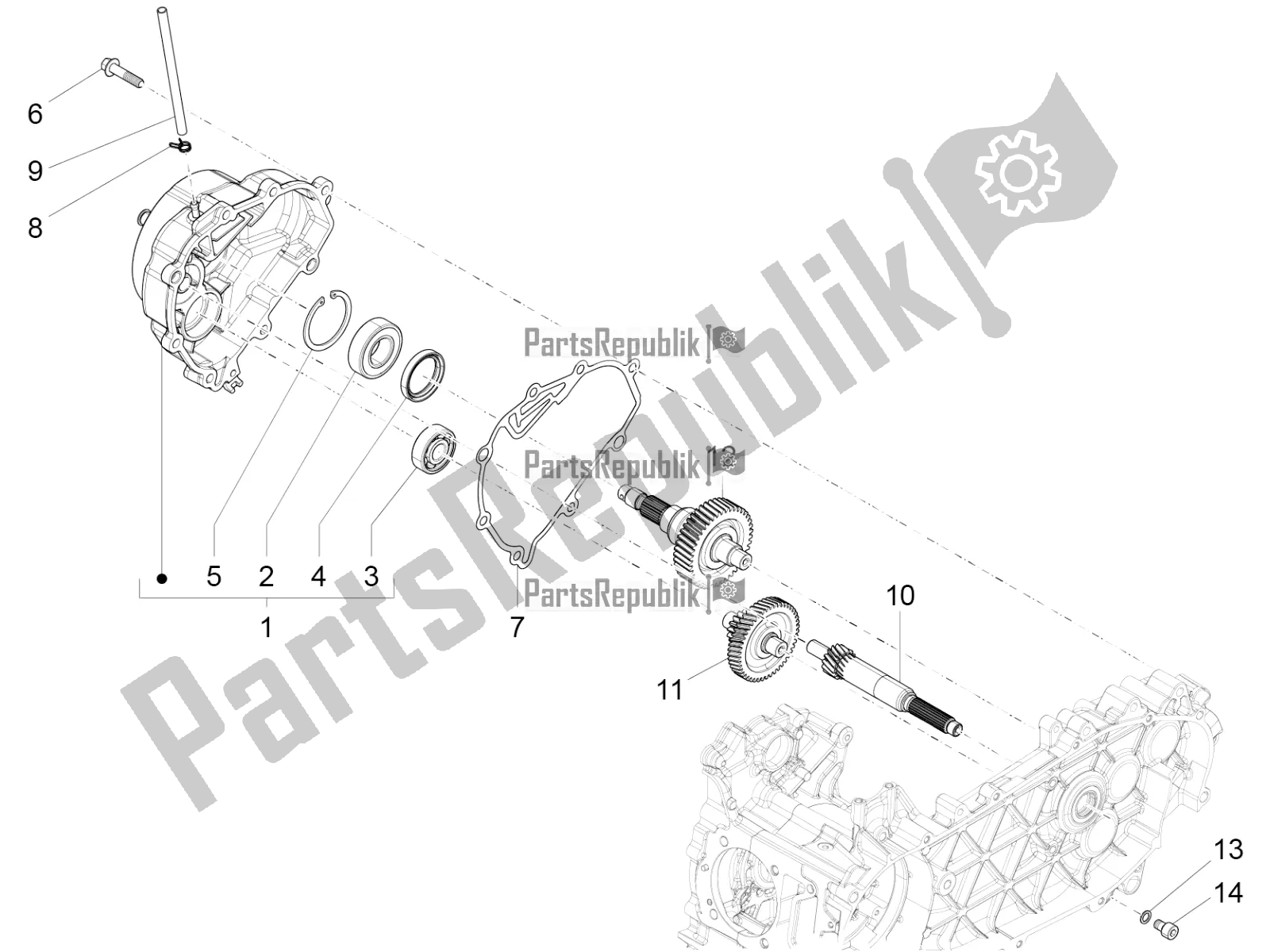 Tutte le parti per il Unità Di Riduzione del Vespa S 125 3V Iget Apac 2022