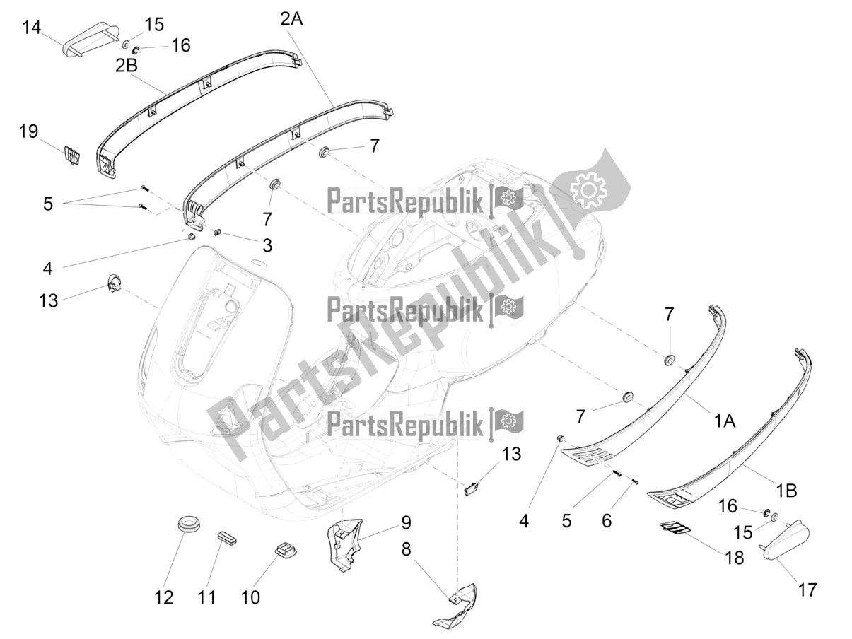 Toutes les pièces pour le Couvercle Latéral - Spoiler du Vespa S 125 3V Iget Apac 2022