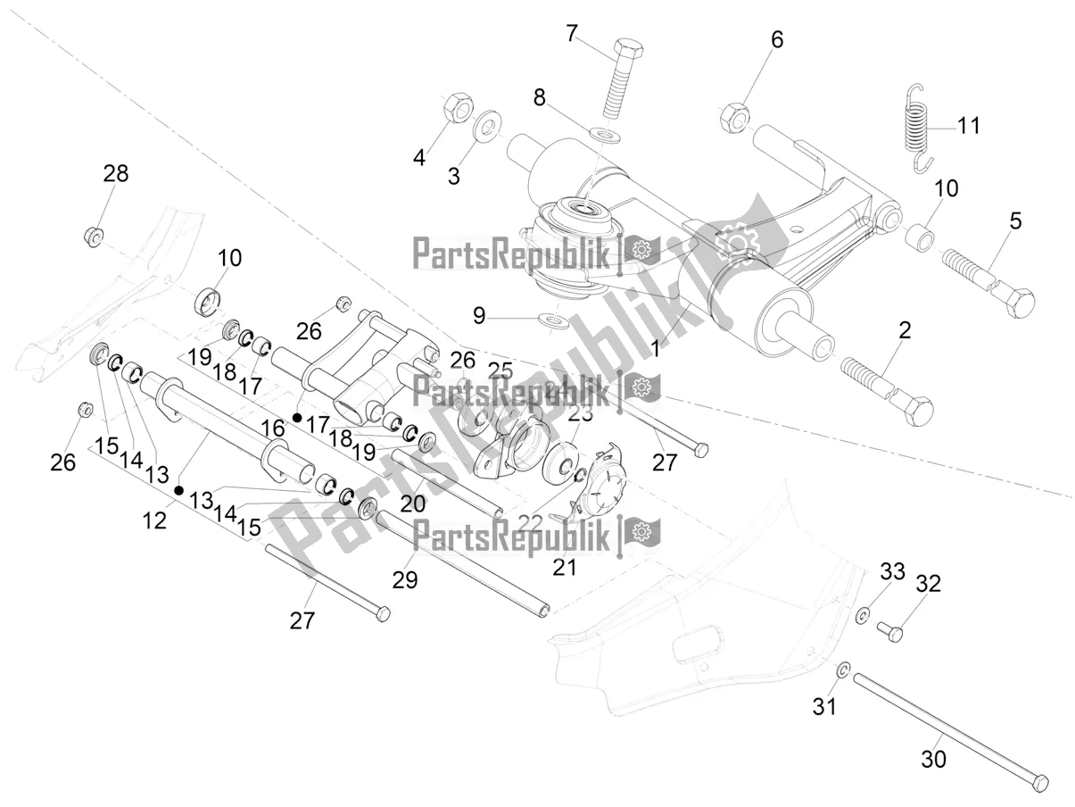 Toutes les pièces pour le Bras Oscillant du Vespa S 125 3V Iget Apac 2022