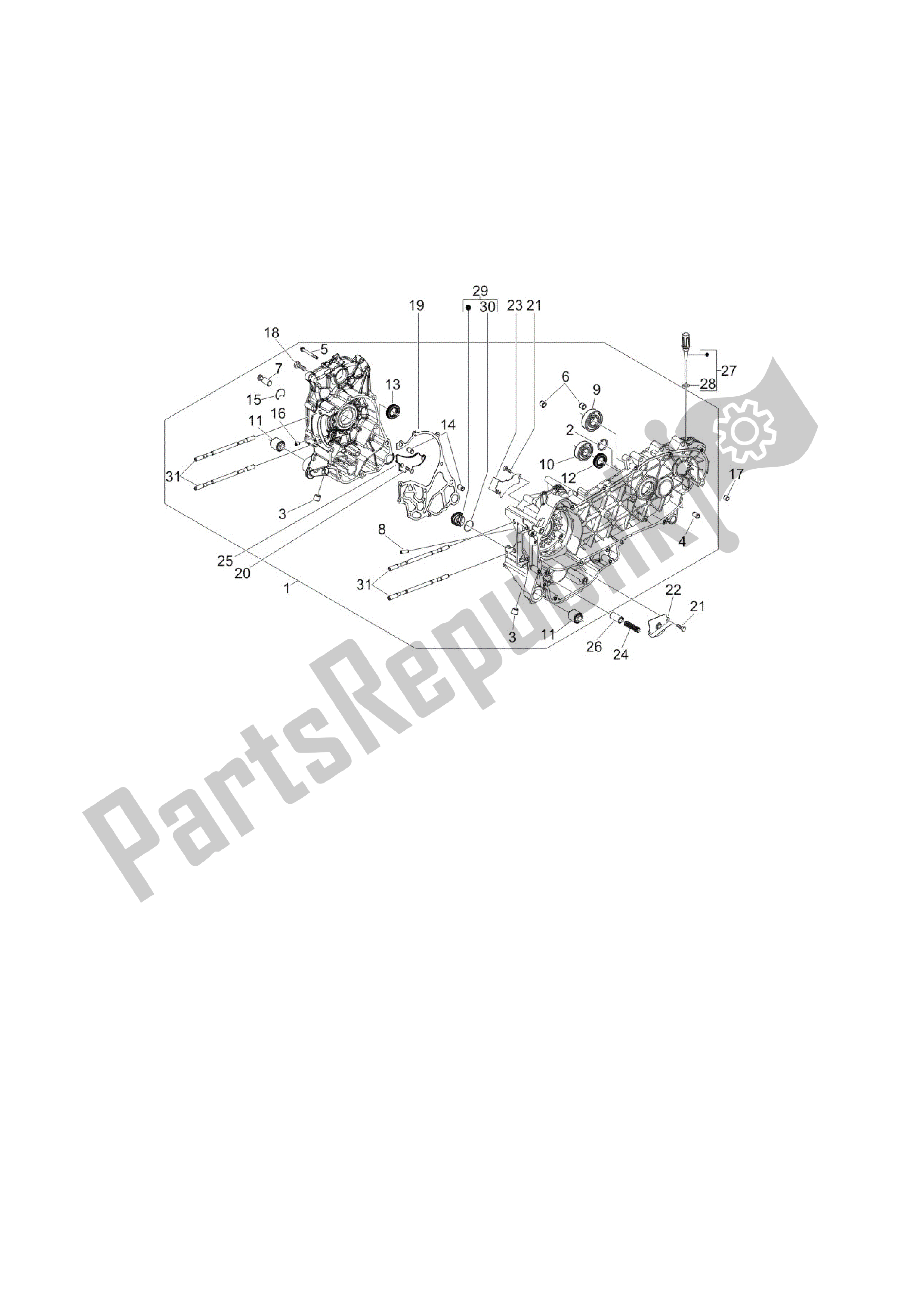 All parts for the Cárter of the Vespa S 125 2007 - 2008