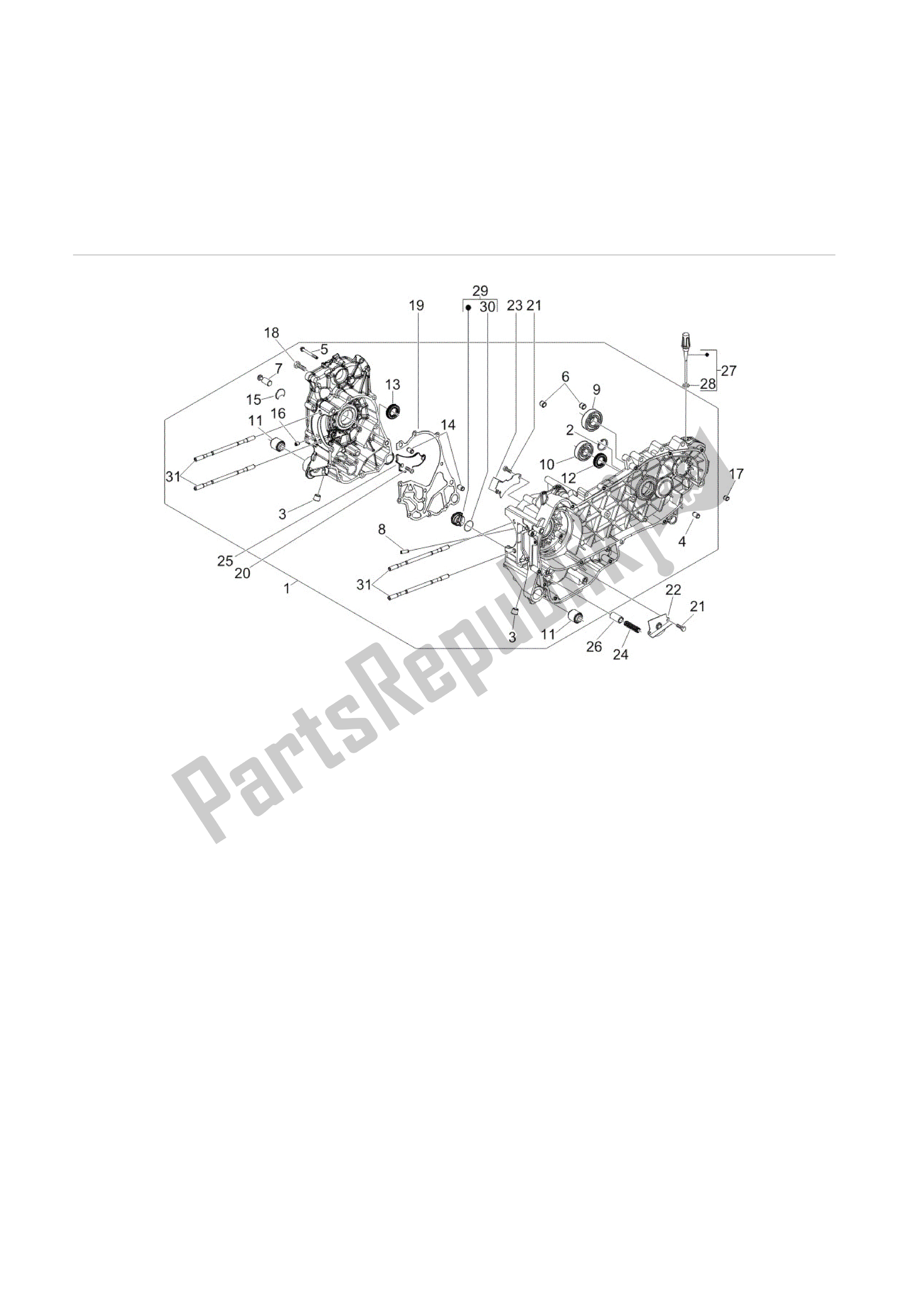 All parts for the Cárter of the Vespa S 125 2007 - 2008