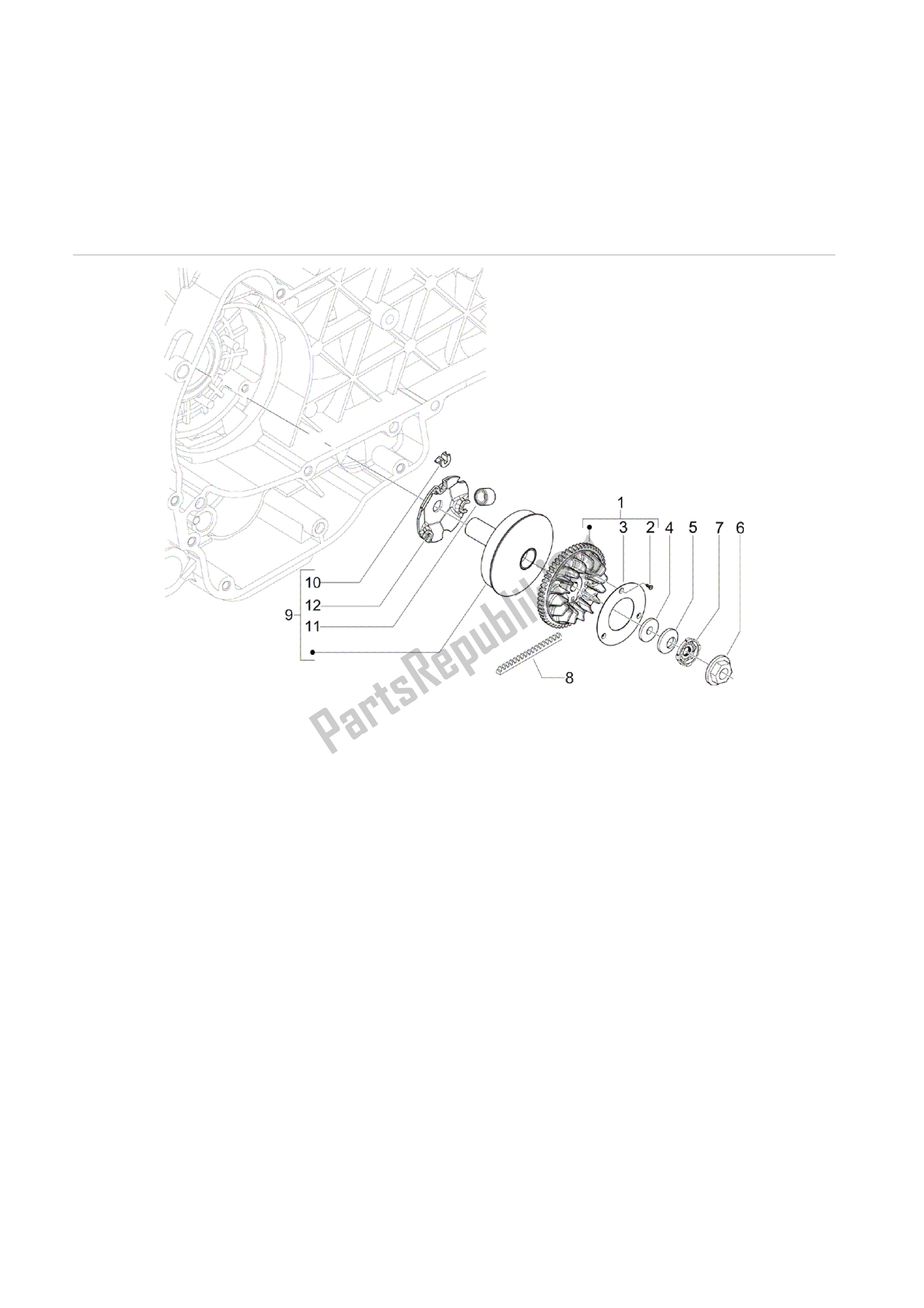 All parts for the Polea Conductora of the Vespa S 125 2007 - 2008