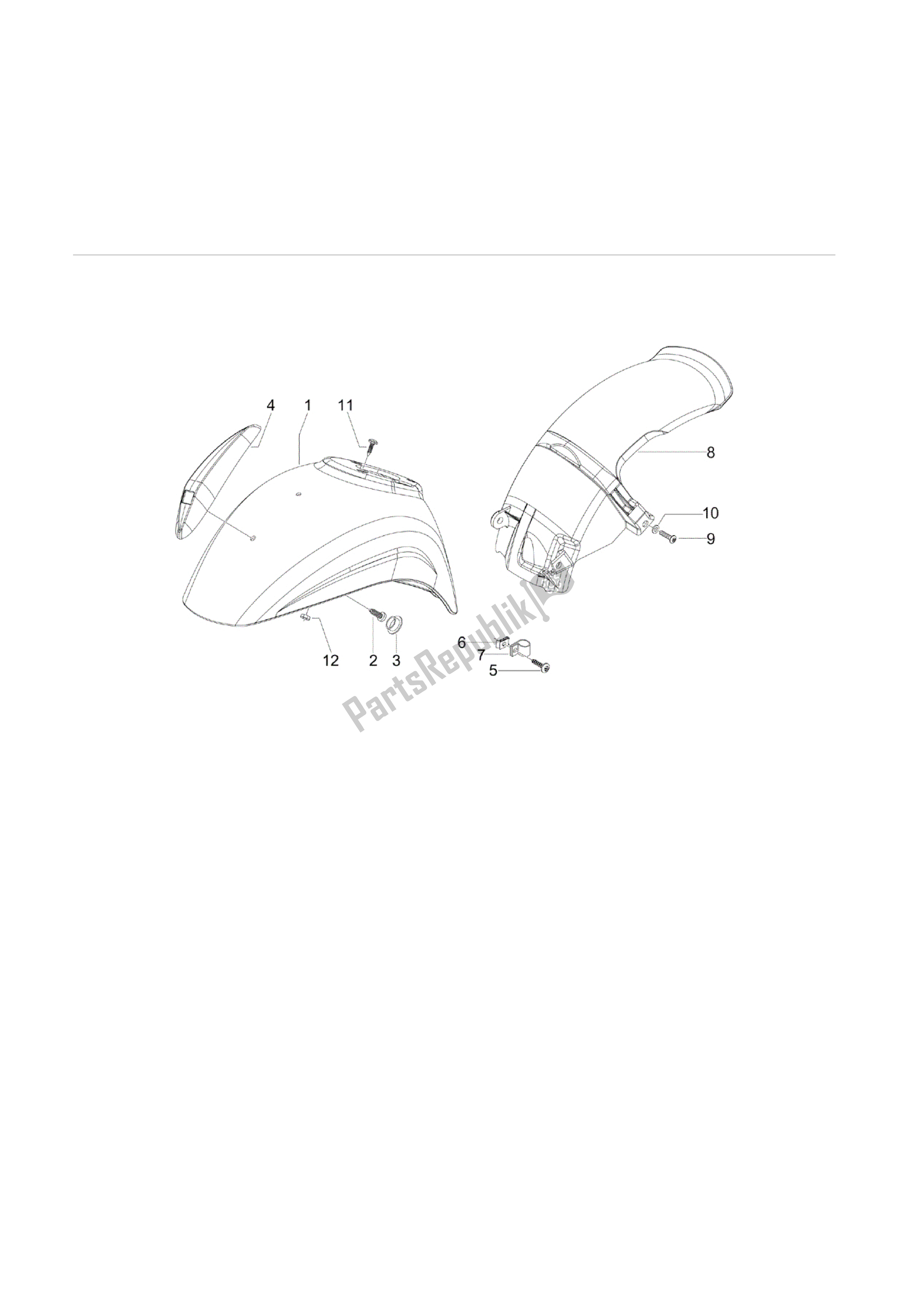 Alle onderdelen voor de Alojamiento Rueda - Guardabarros van de Vespa S 125 2007 - 2008