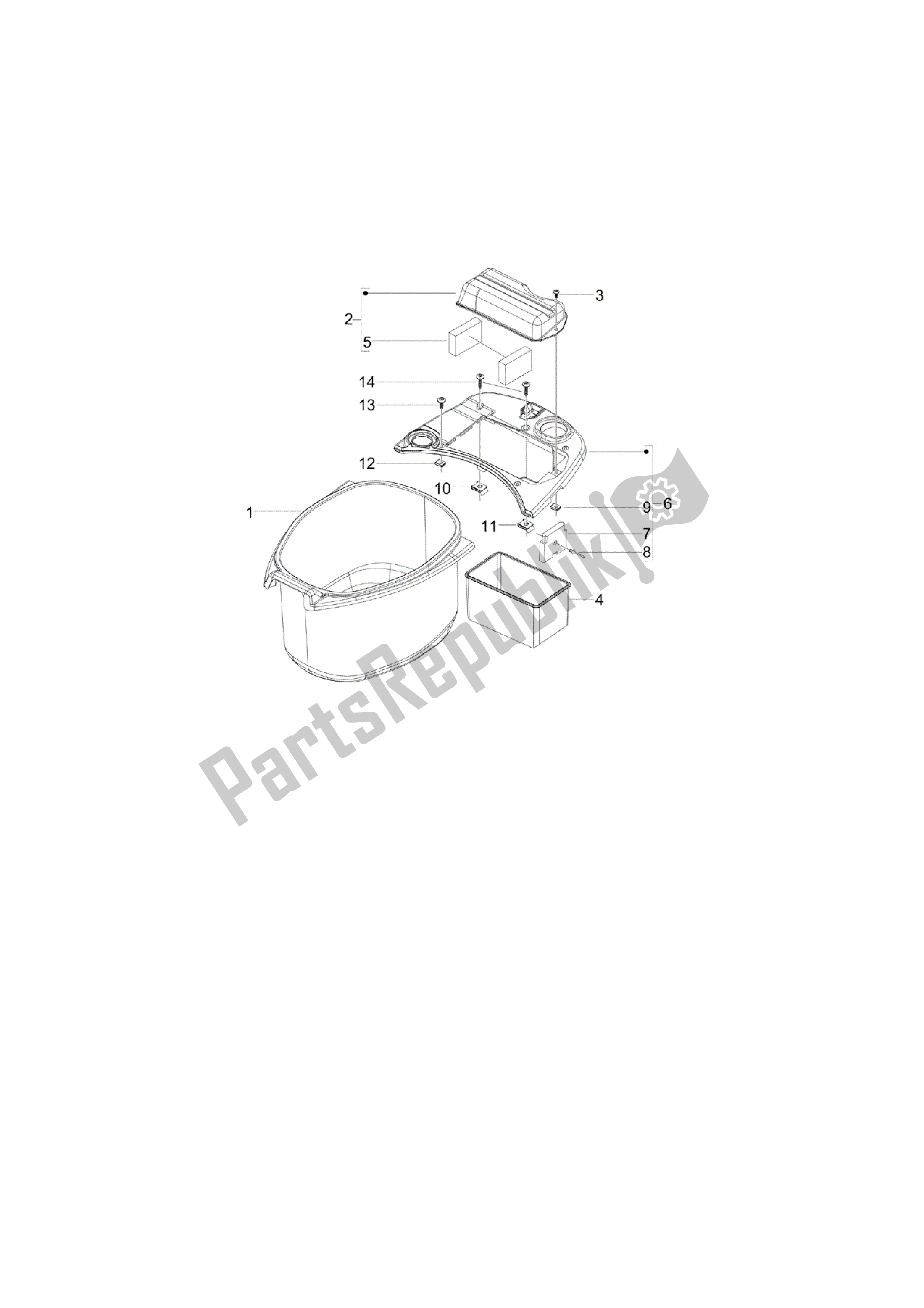 Alle onderdelen voor de Alojamiento Casco - Parte Debajo Sillìn van de Vespa S 125 2007 - 2008