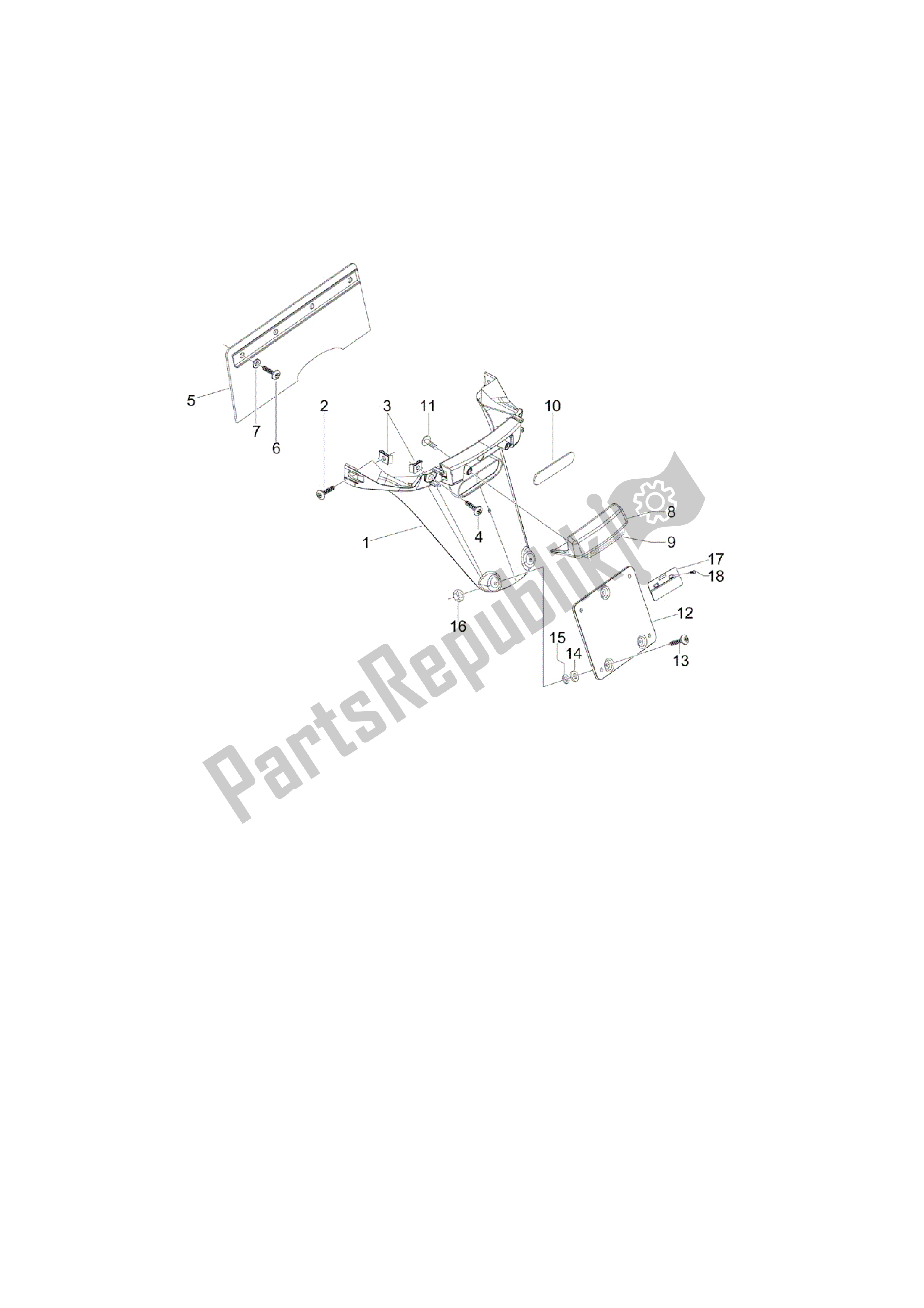 All parts for the Cubierta Trasera - Salpicador of the Vespa S 125 2007 - 2008