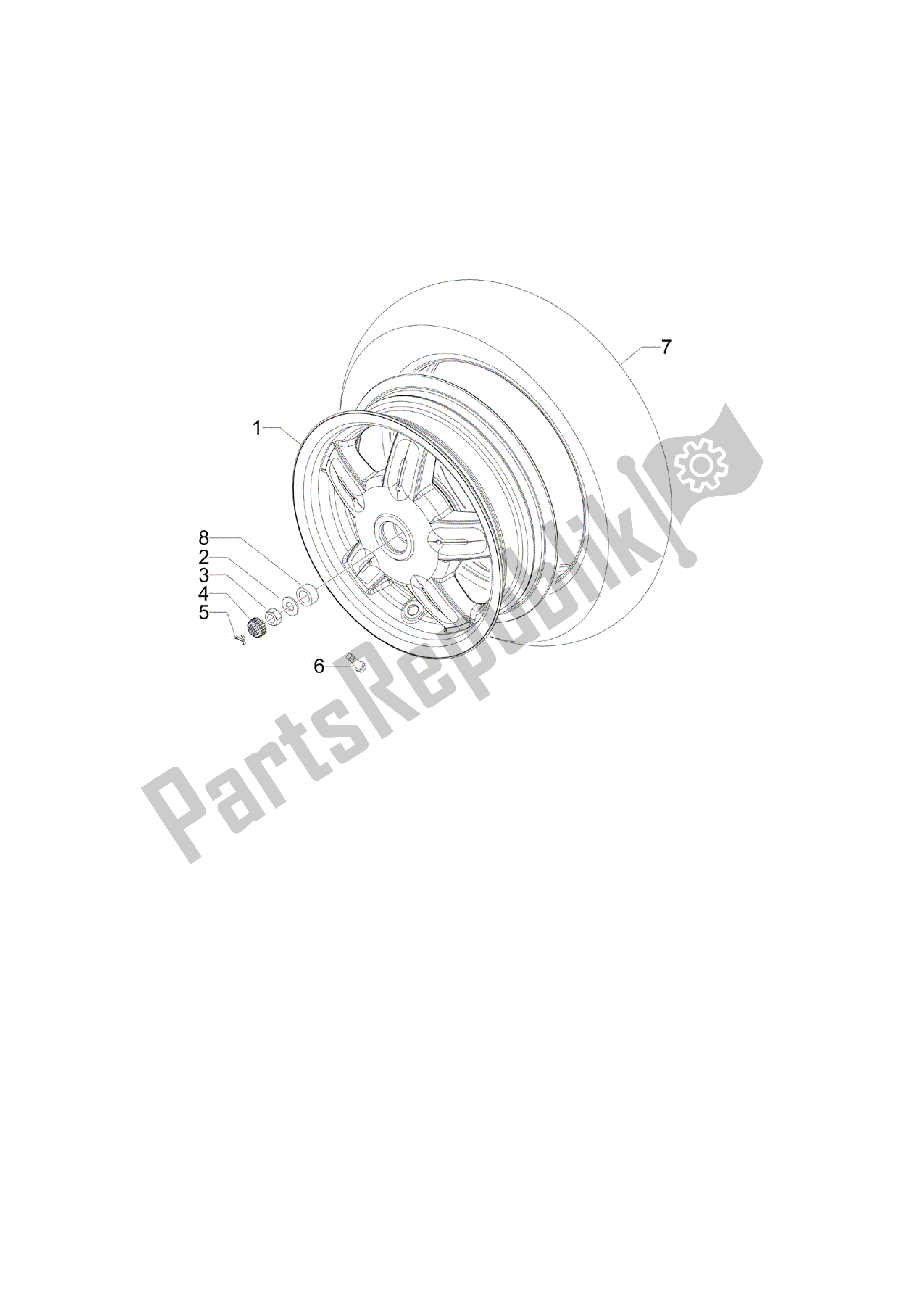 Tutte le parti per il Rueda Trasera del Vespa S 125 2007 - 2008