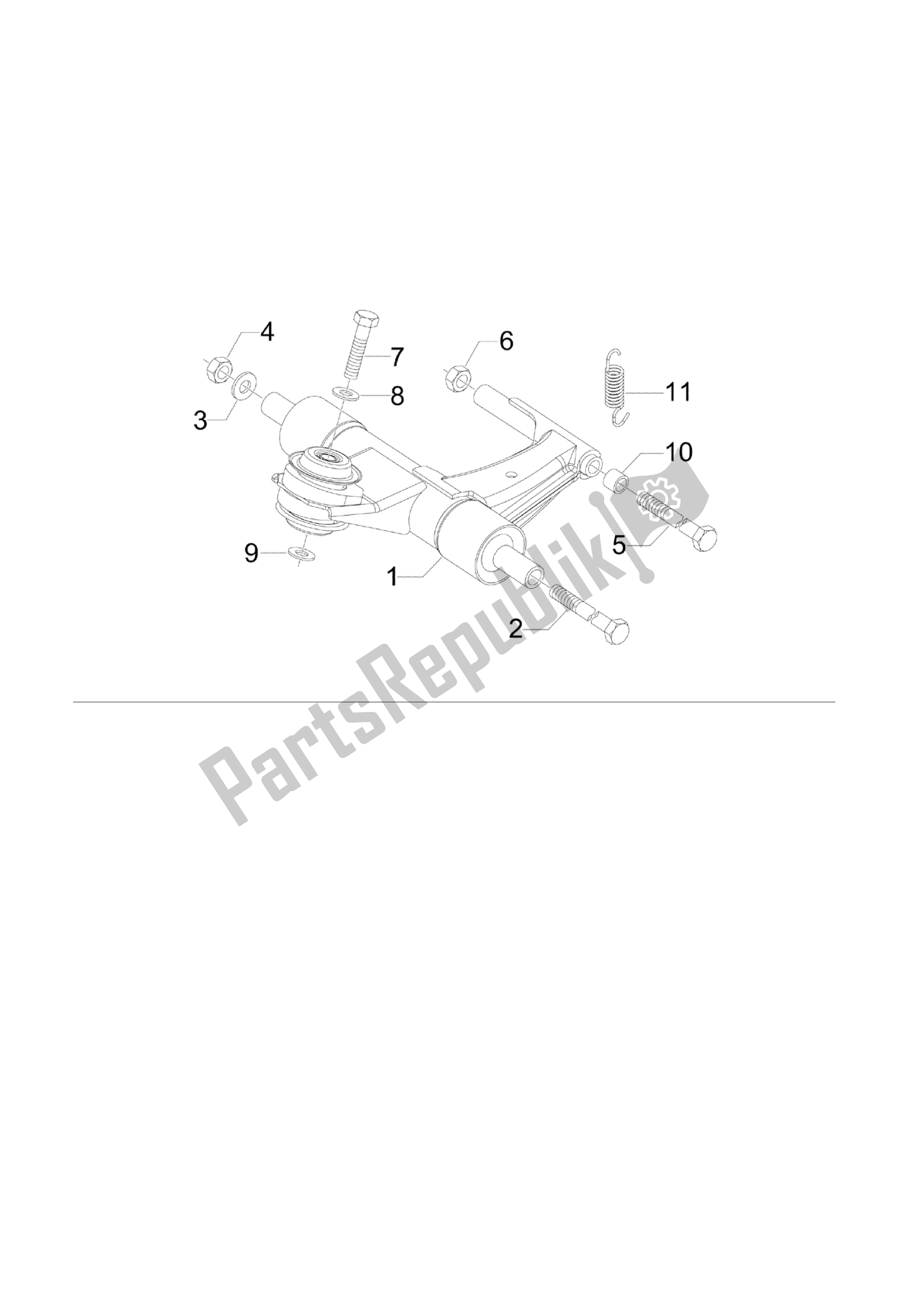 All parts for the Brazo Oscilante of the Vespa S 150 2008 - 2009