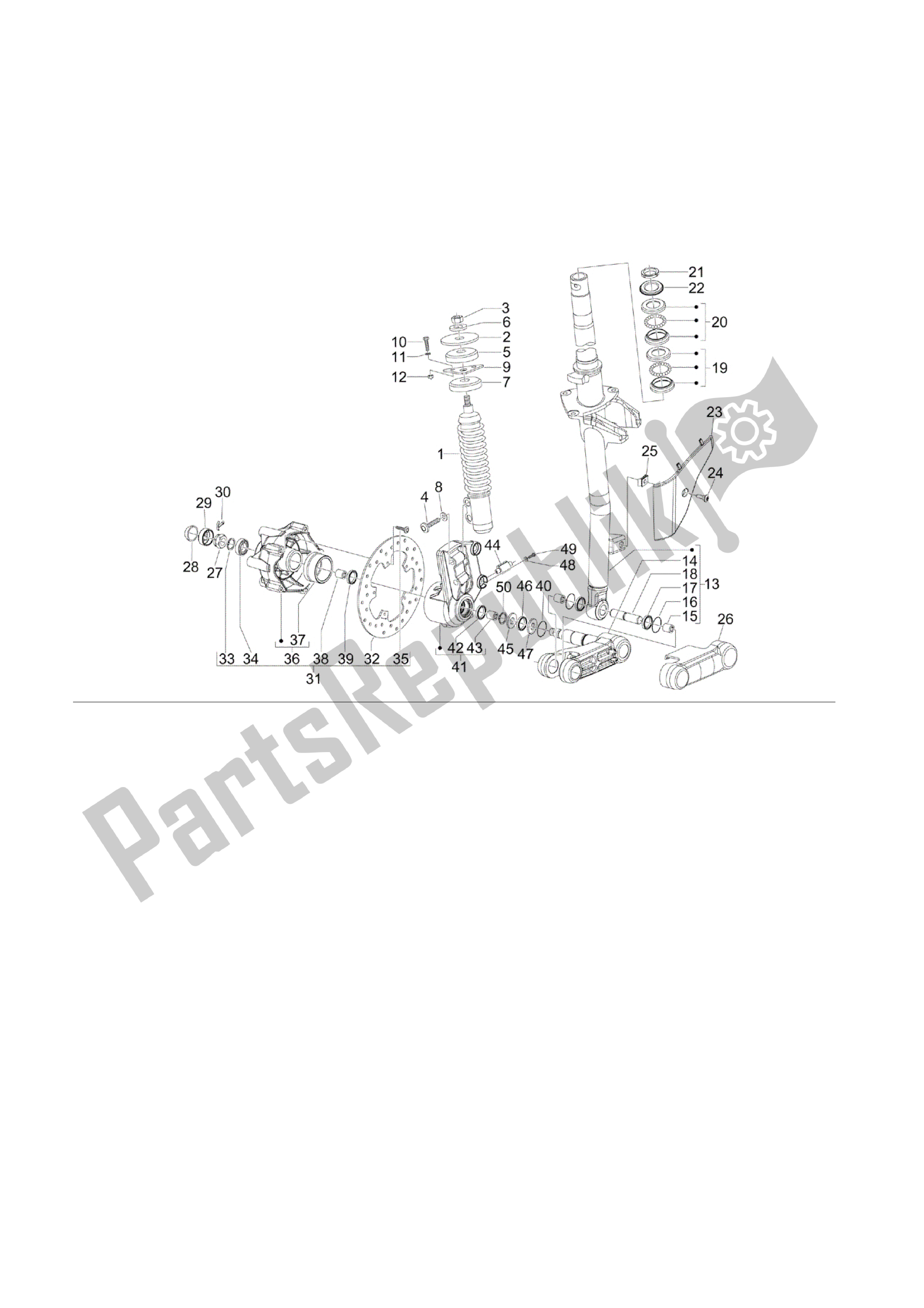 Tutte le parti per il Horquilla / Tubo Direccion - Conjunto Tejuelos del Vespa S 150 2008 - 2009