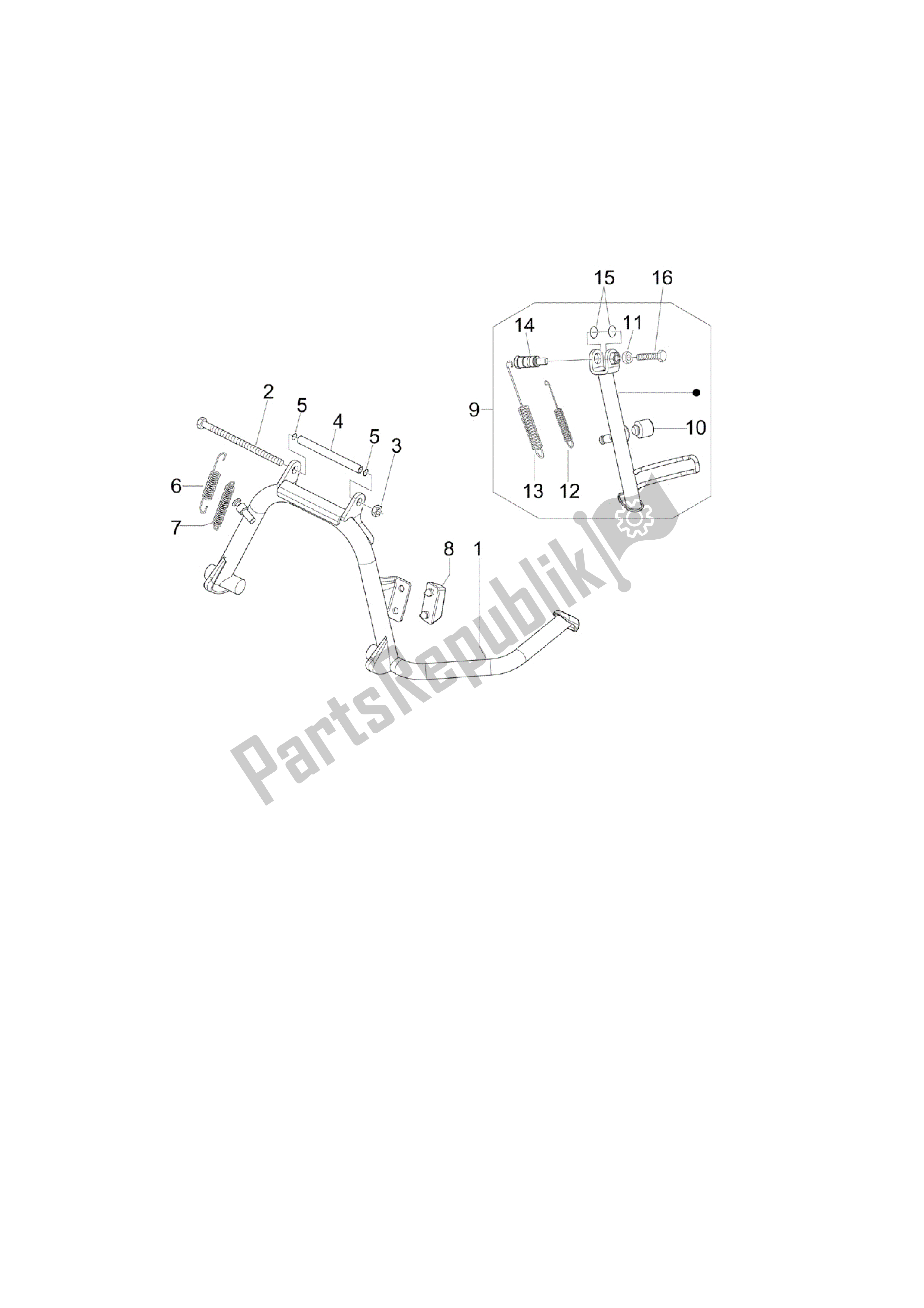 Tutte le parti per il Caballete / S del Vespa S 150 2009 - 2012