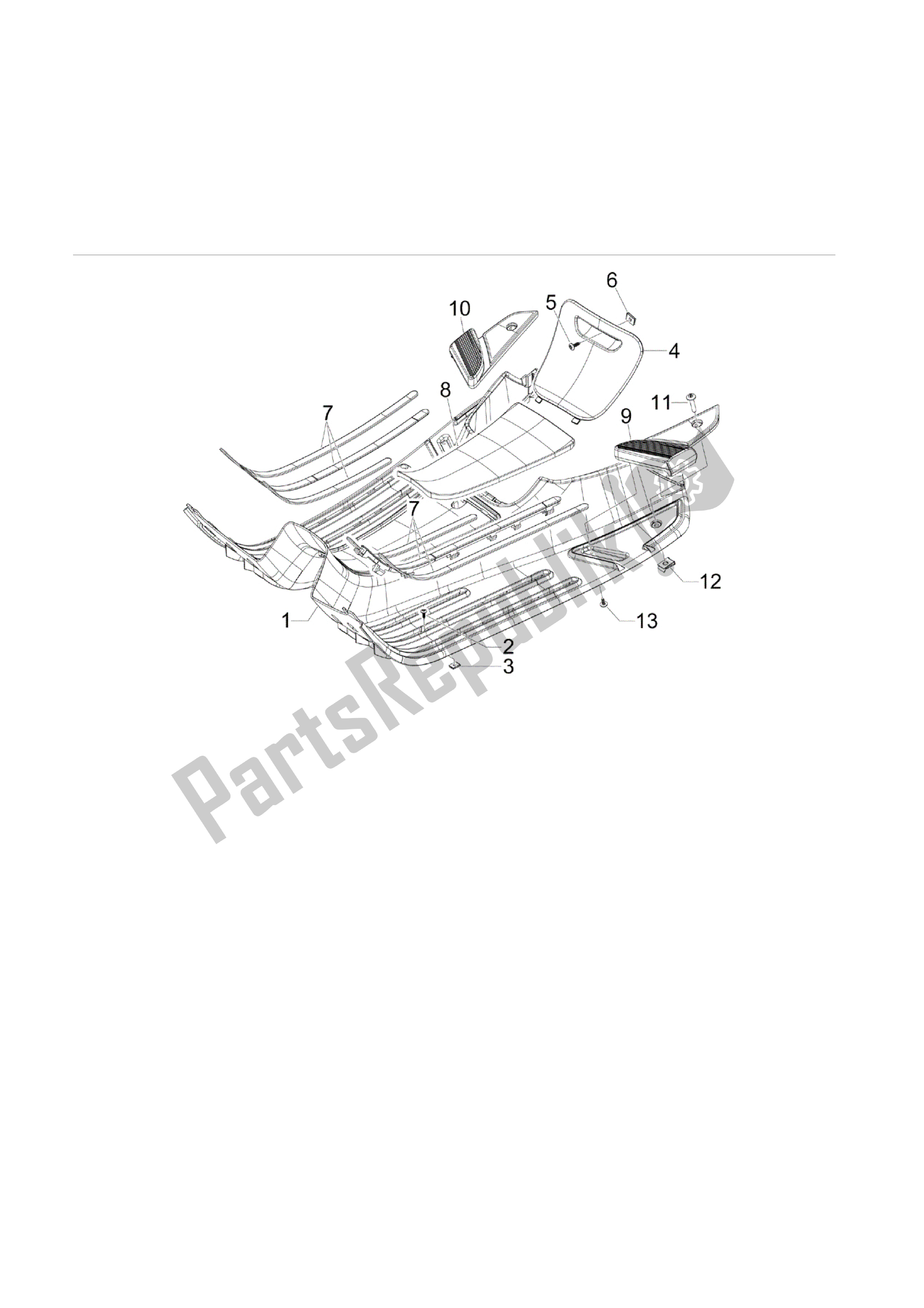 All parts for the Cubierta Central - Estribos of the Vespa S 150 2009 - 2012