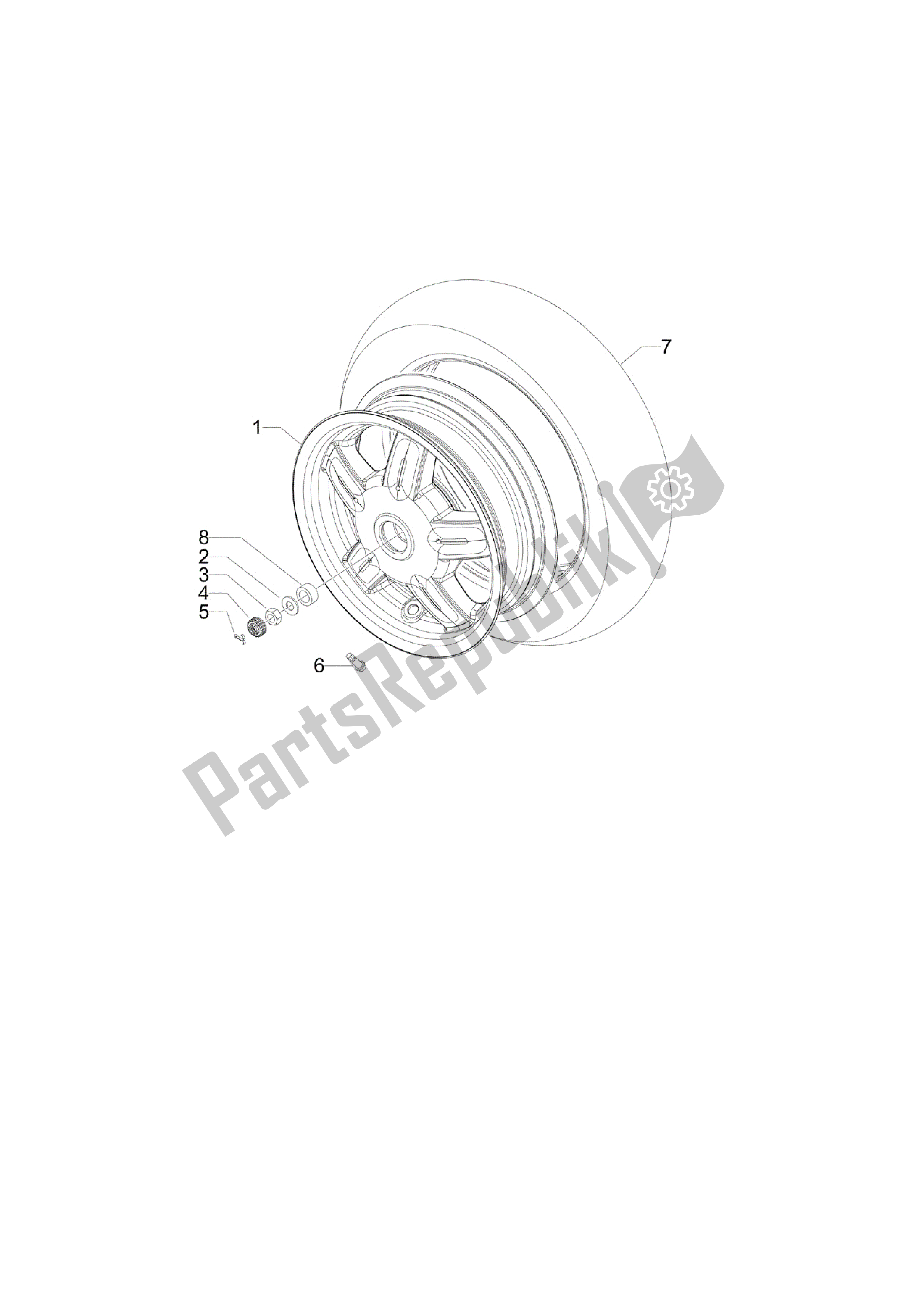 All parts for the Rueda Trasera of the Vespa S 150 2009 - 2012