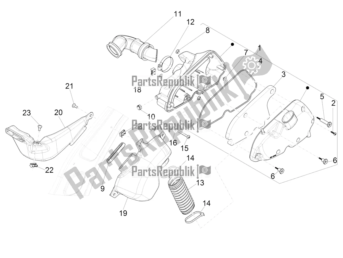 Toutes les pièces pour le Filtre à Air du Vespa Sprint 125 3V Apac E5 2021