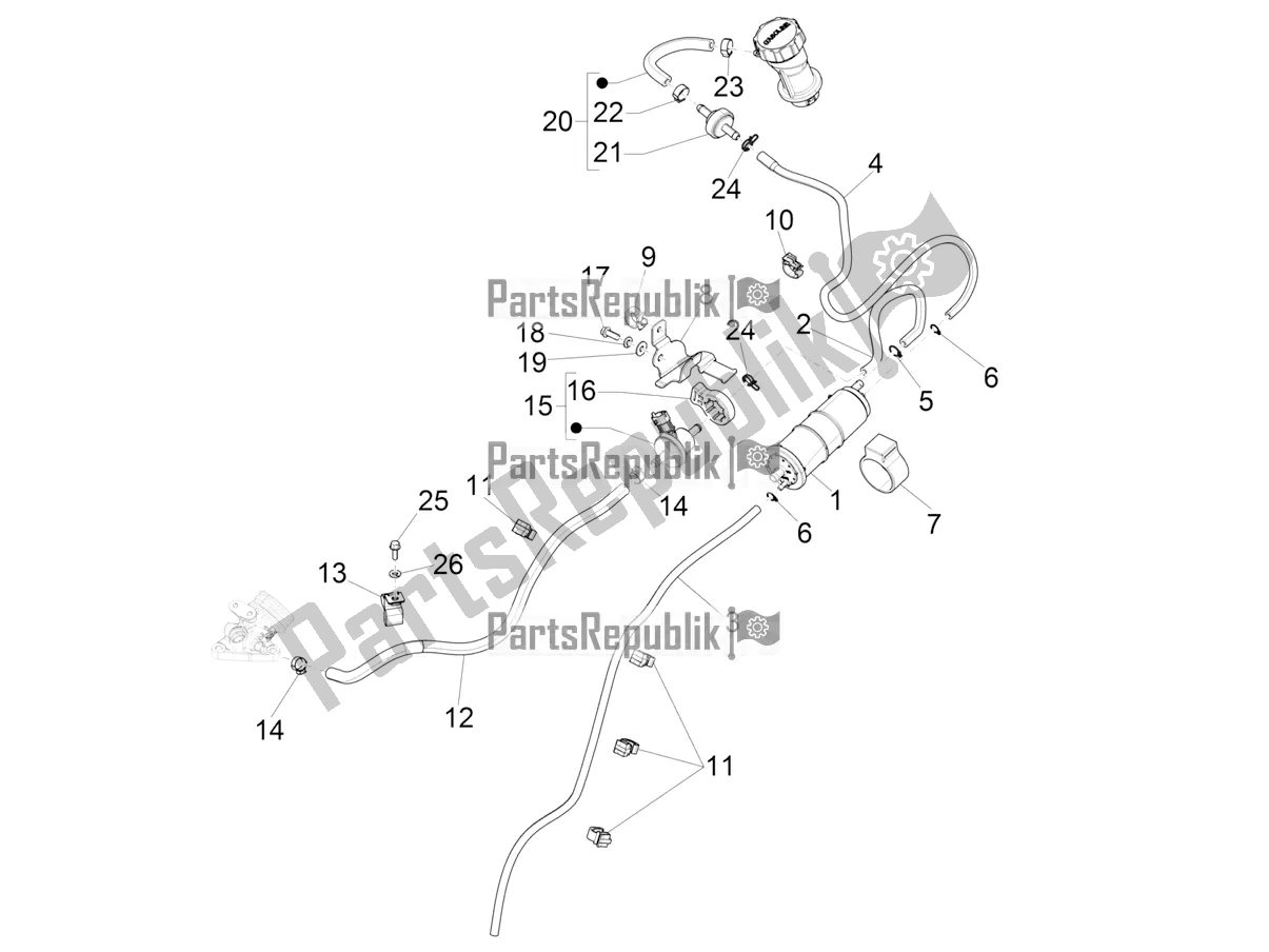 Toutes les pièces pour le Système Anti-percolation du Vespa Sprint 125 3V Apac E5 2021