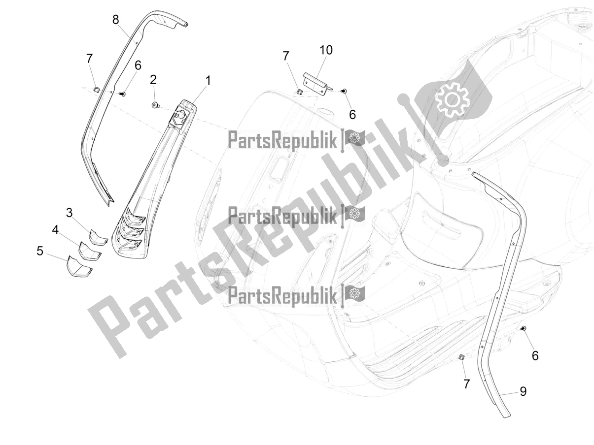 Toutes les pièces pour le Bouclier Avant du Vespa Sprint 125 3V Apac E5 2021