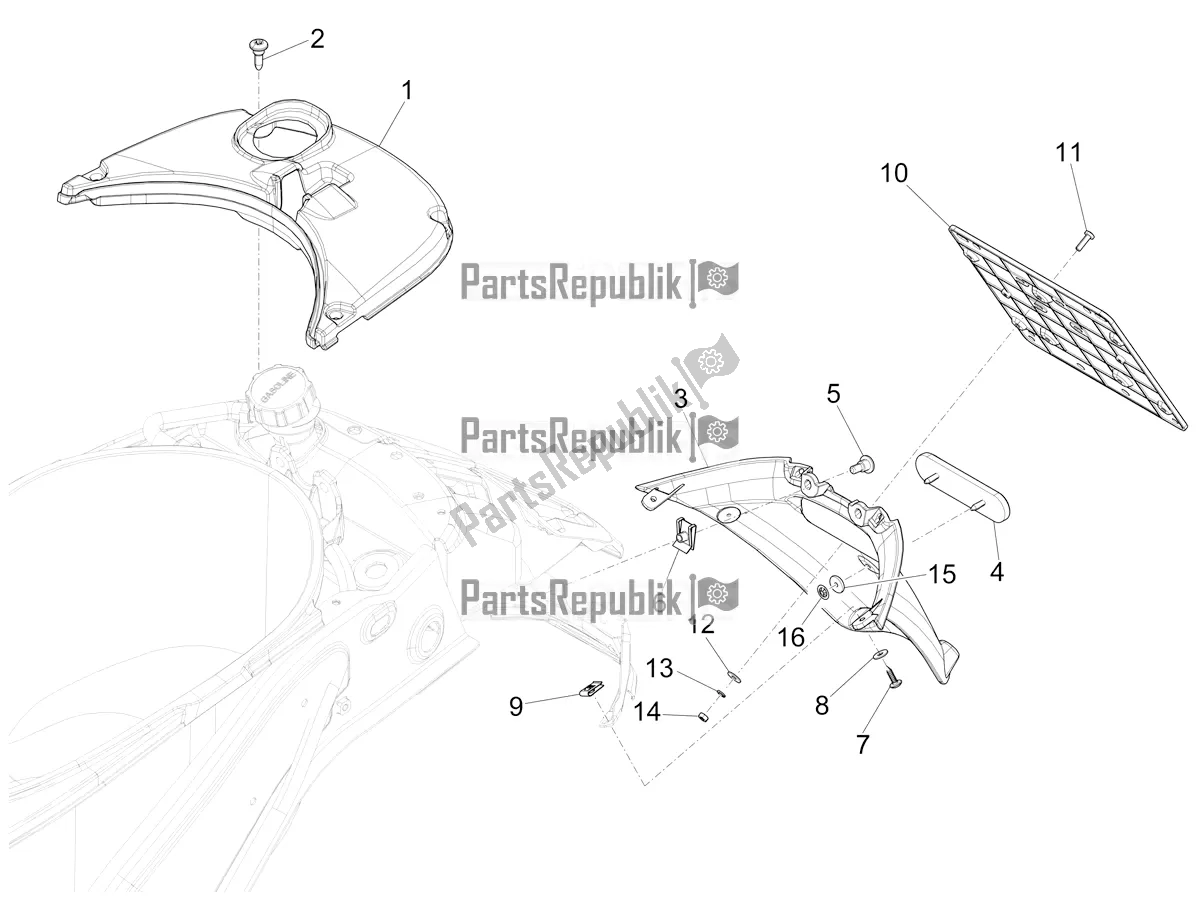 Toutes les pièces pour le Capot Arrière - Protection Contre Les éclaboussures du Vespa Sprint 125 3V Apac E5 2021