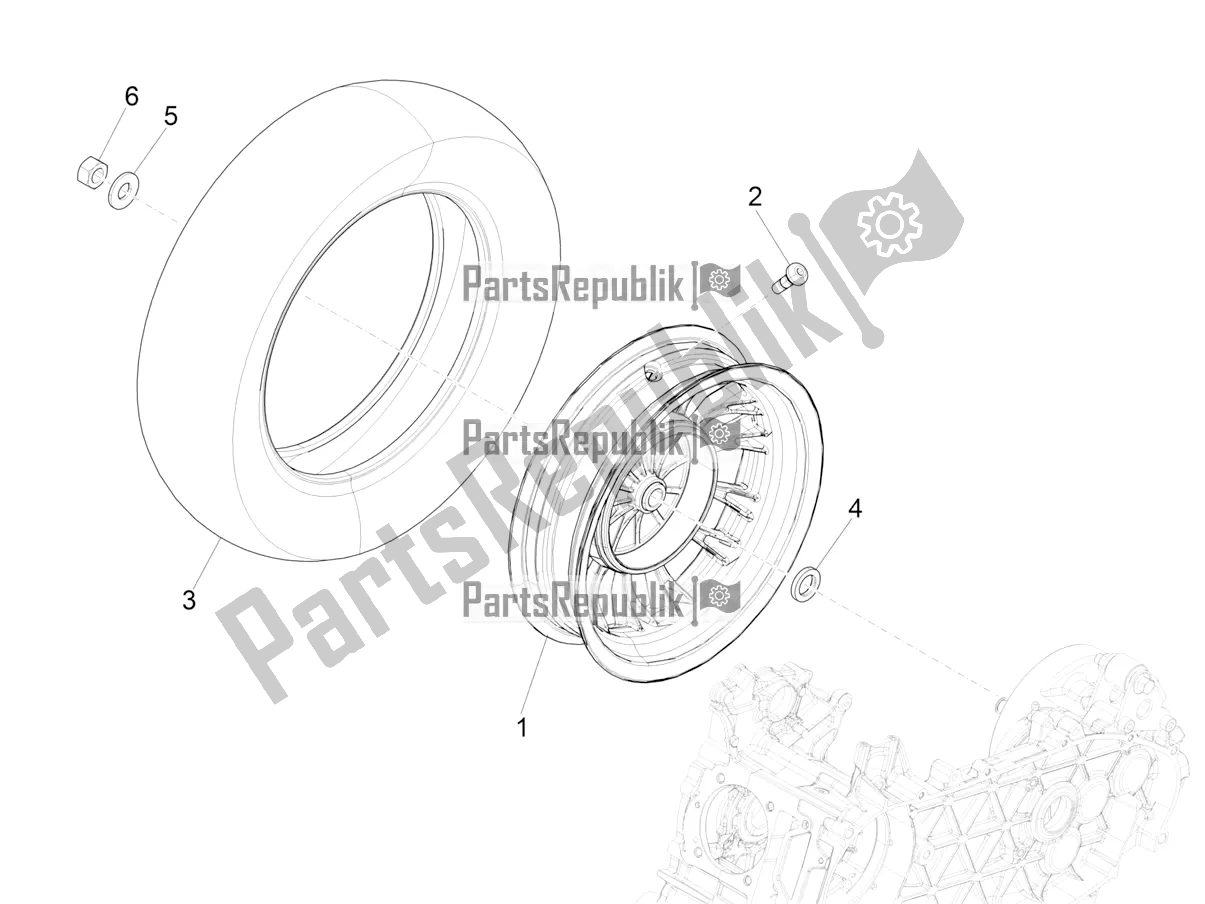 All parts for the Rear Wheel of the Vespa Sprint 125 3V Apac E5 2021