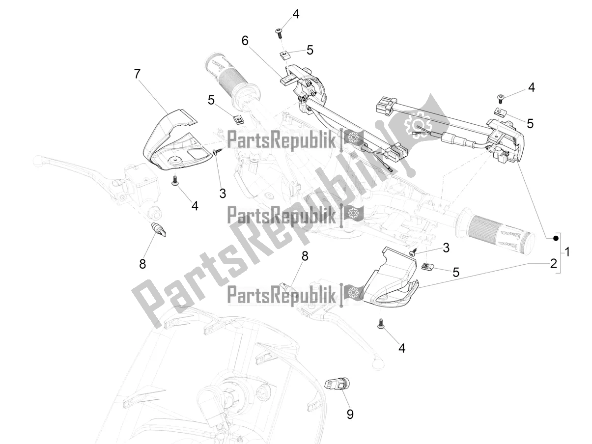 Toutes les pièces pour le Sélecteurs - Interrupteurs - Boutons du Vespa Sprint 125 3V Apac E5 2021