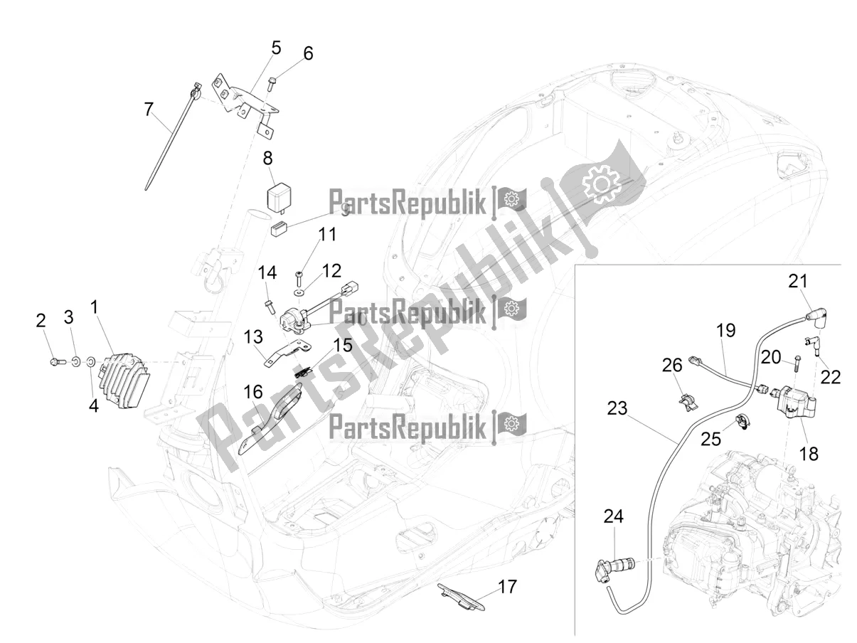 All parts for the Voltage Regulators - Electronic Control Units (ecu) - H. T. Coil of the Vespa Sprint 125 3V Apac E5 2021