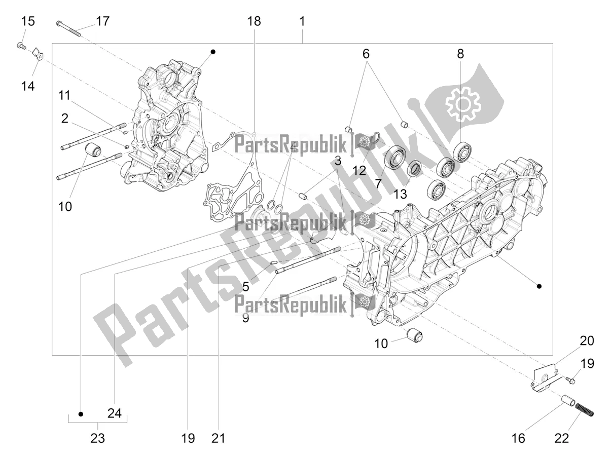 Toutes les pièces pour le Carter du Vespa Sprint 125 3V Apac E5 2022