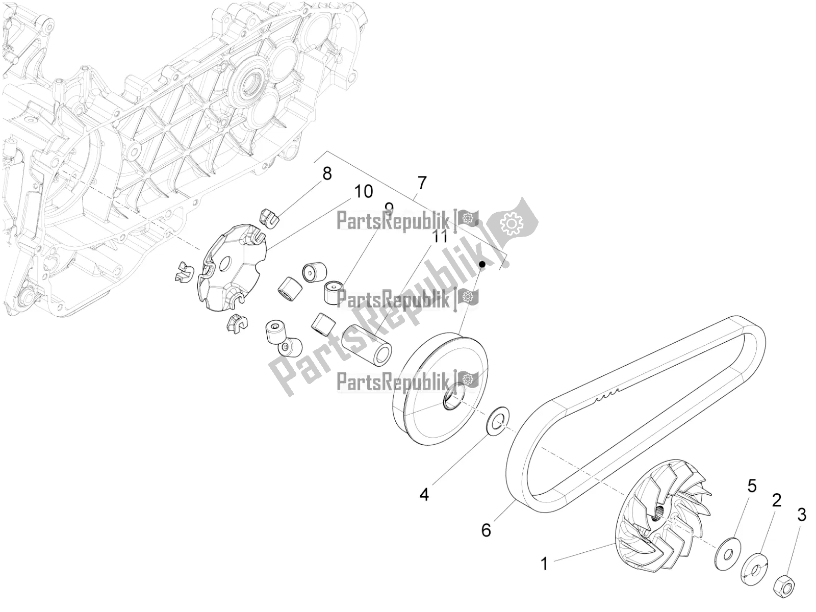 Tutte le parti per il Puleggia Motrice del Vespa Sprint 125 3V Apac E5 2022
