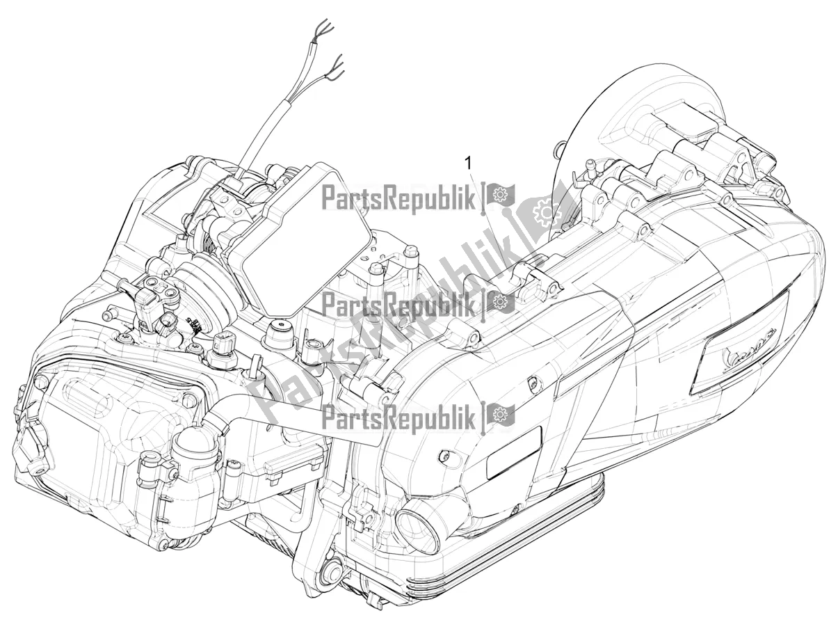 All parts for the Engine, Assembly of the Vespa Sprint 125 3V Apac E5 2022