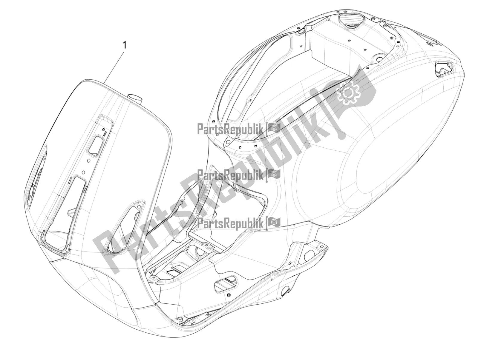 All parts for the Frame/bodywork of the Vespa Sprint 125 3V Apac E5 2022