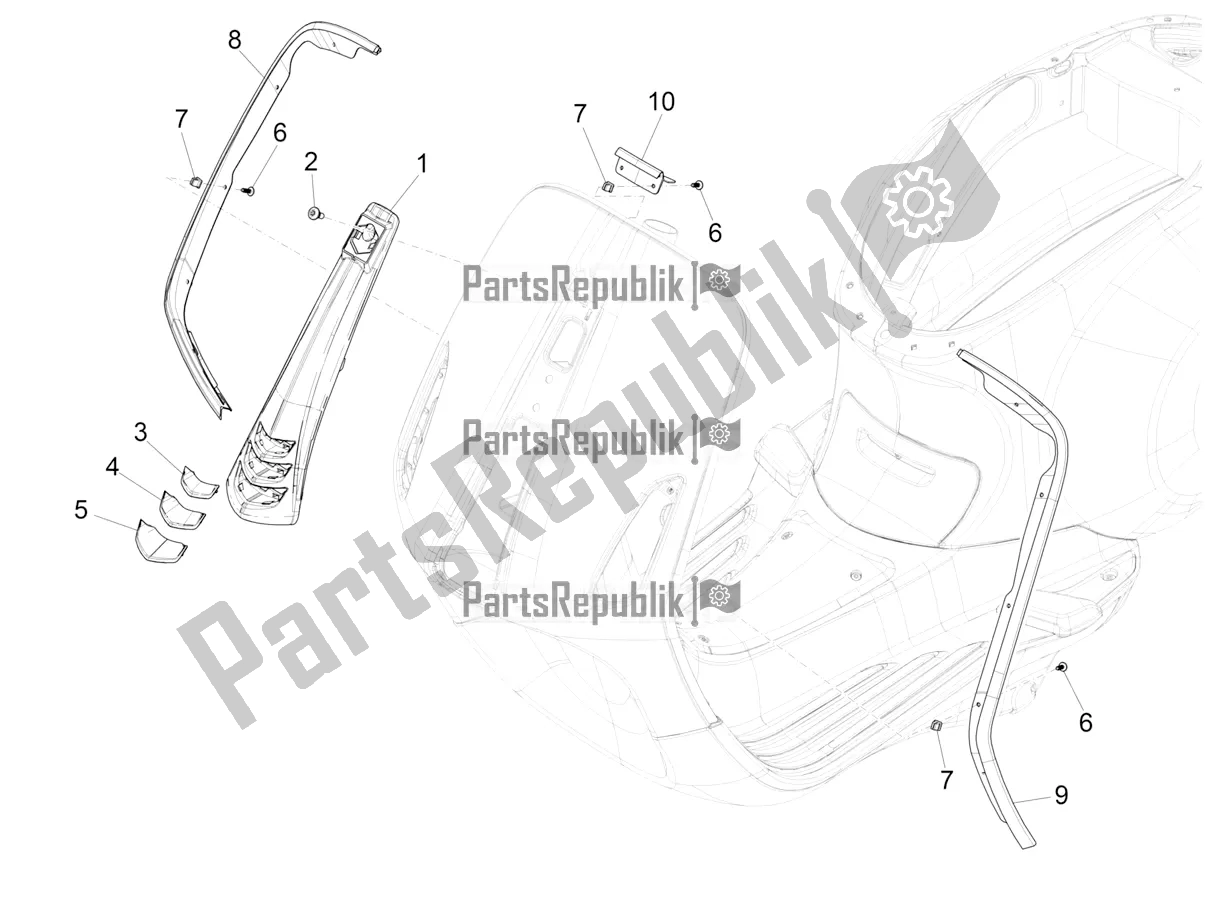 Tutte le parti per il Scudo Anteriore del Vespa Sprint 125 3V Apac E5 2022