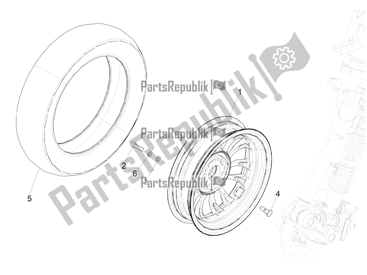 Todas las partes para Rueda Delantera de Vespa Sprint 125 3V Apac E5 2022