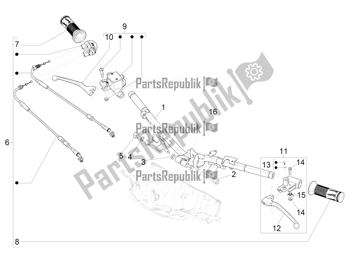 Tutte le parti per il Manubrio - Master Cil. Del Vespa Sprint 125 3V Apac E5 2022