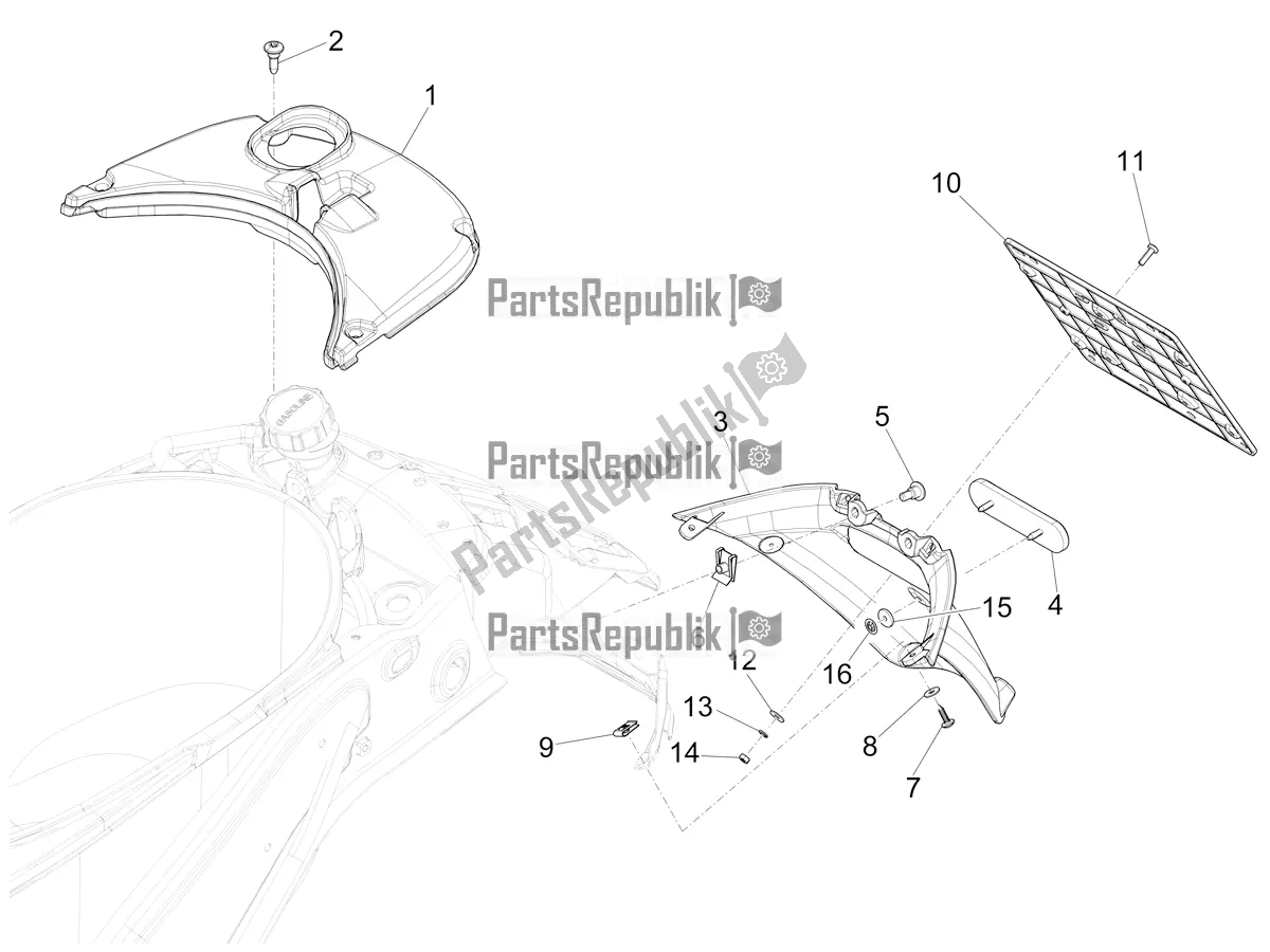 Toutes les pièces pour le Capot Arrière - Protection Contre Les éclaboussures du Vespa Sprint 125 3V Apac E5 2022