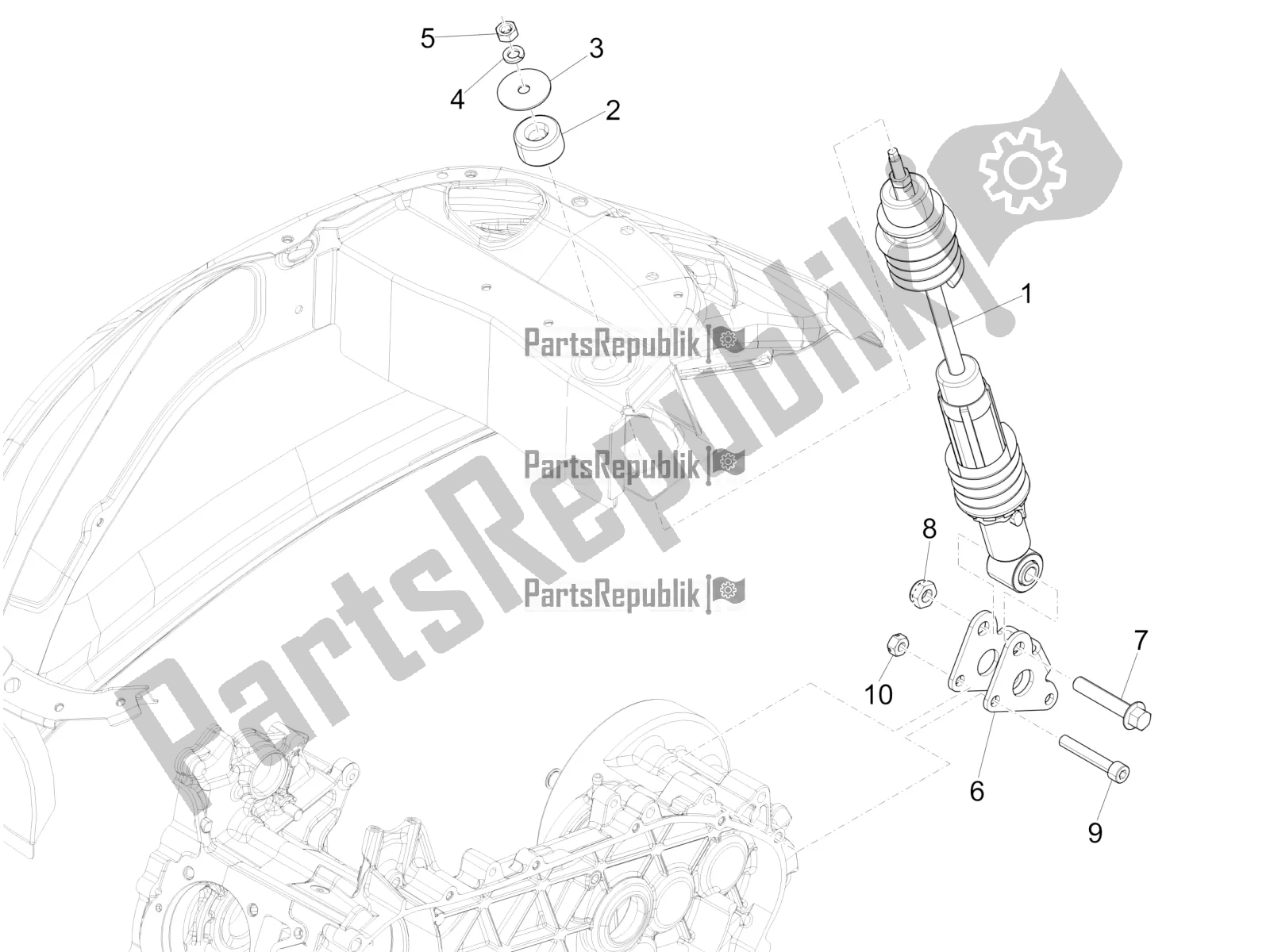 Wszystkie części do Tylne Zawieszenie - Amortyzator / I Vespa Sprint 125 3V Apac E5 2022