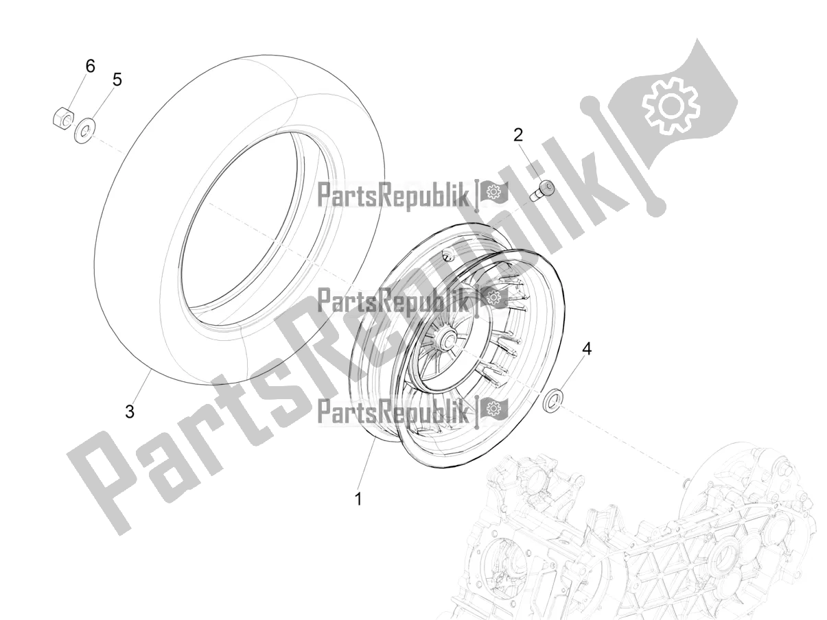 Todas las partes para Rueda Trasera de Vespa Sprint 125 3V Apac E5 2022