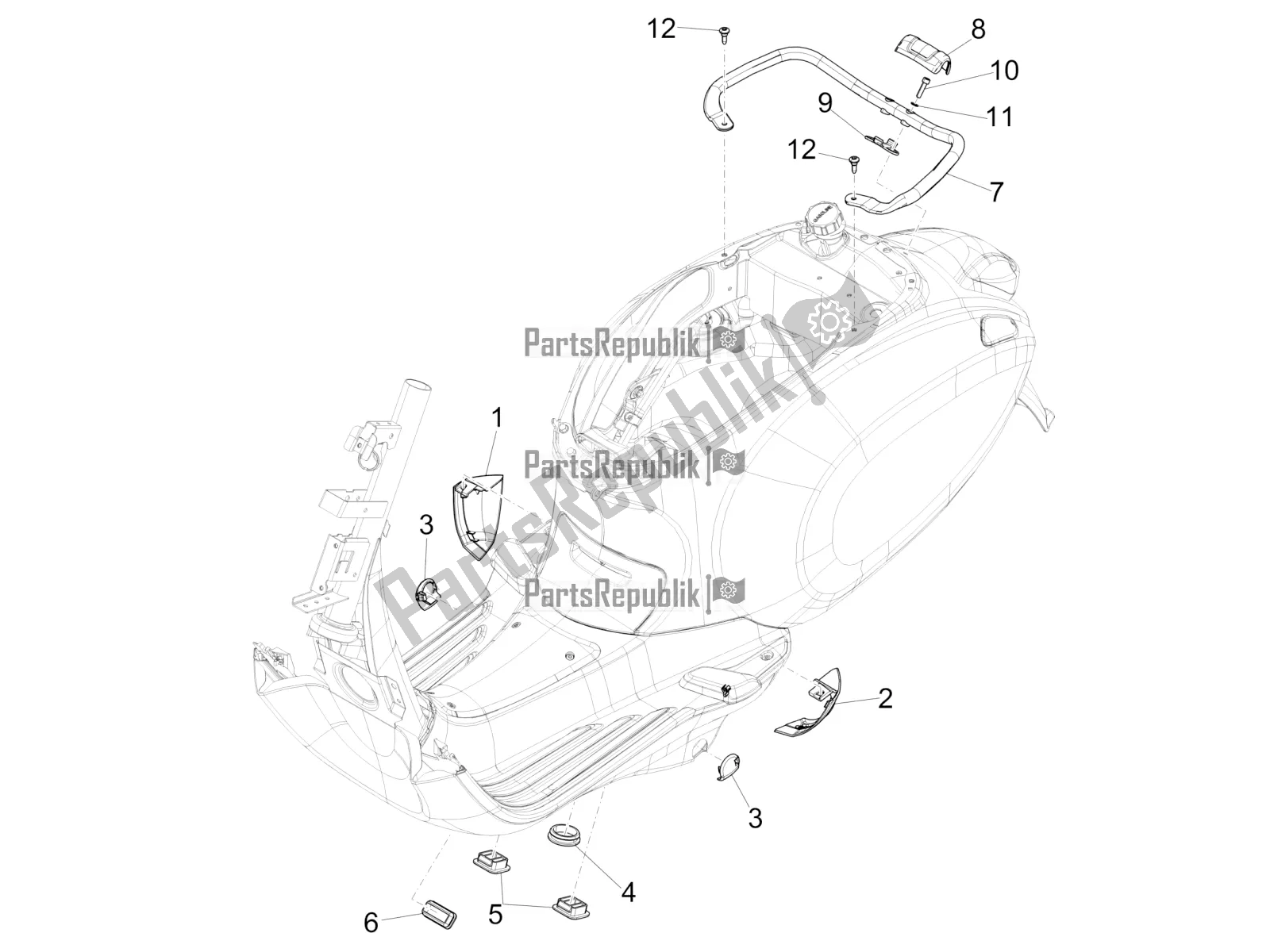 All parts for the Side Cover - Spoiler of the Vespa Sprint 125 3V Apac E5 2022