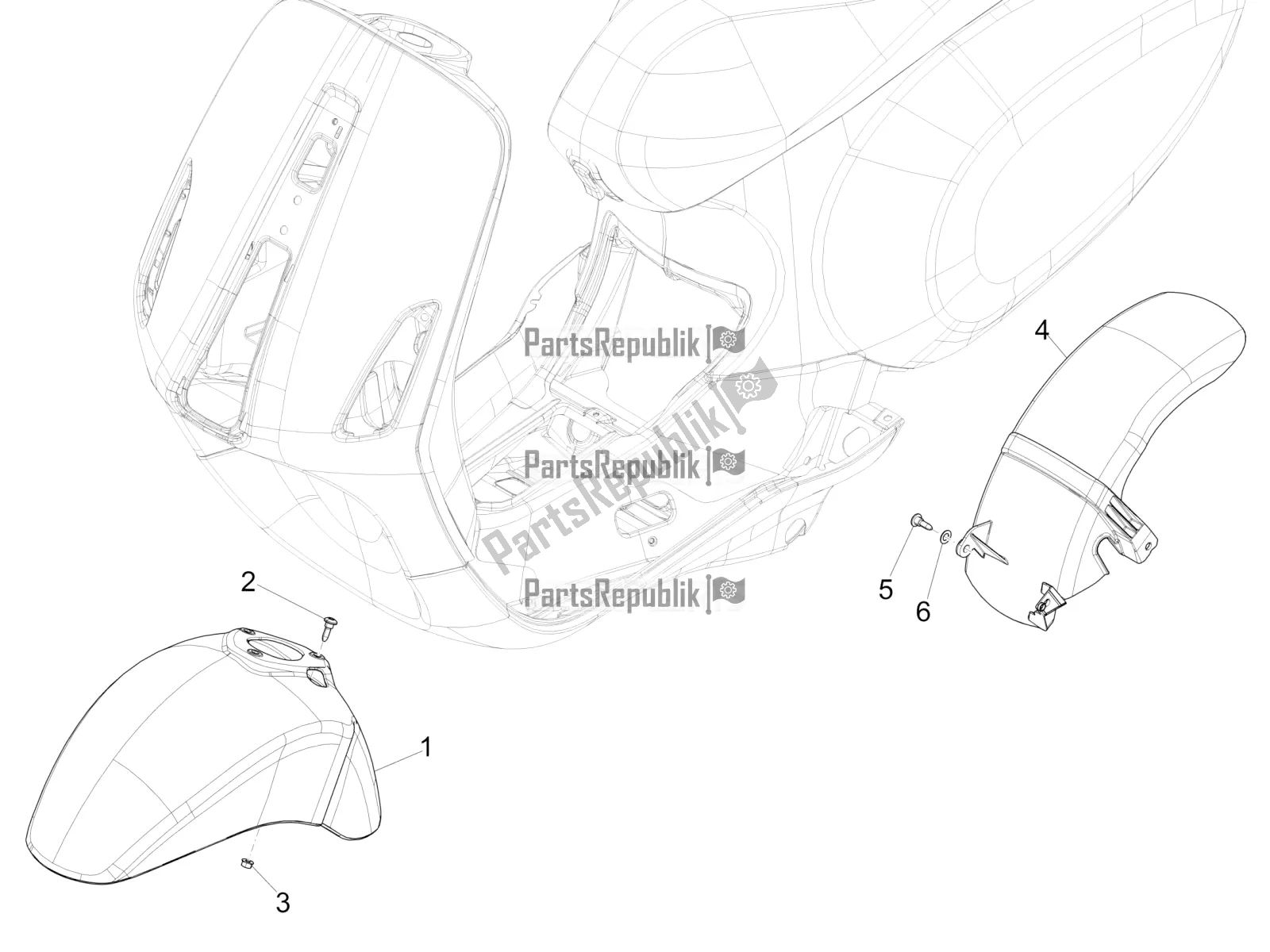 Toutes les pièces pour le Logement De Roue - Garde-boue du Vespa Sprint 125 3V Apac E5 2022