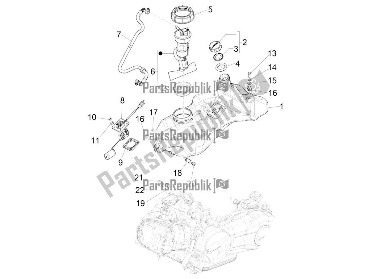 Todas as partes de Tanque De Combustível do Vespa Sprint 125 3V IE 2021