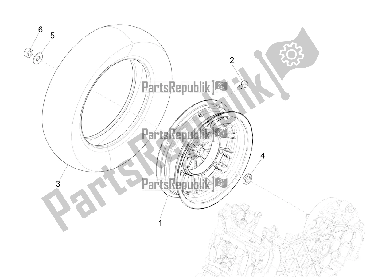All parts for the Rear Wheel of the Vespa Sprint 125 3V IE 2021