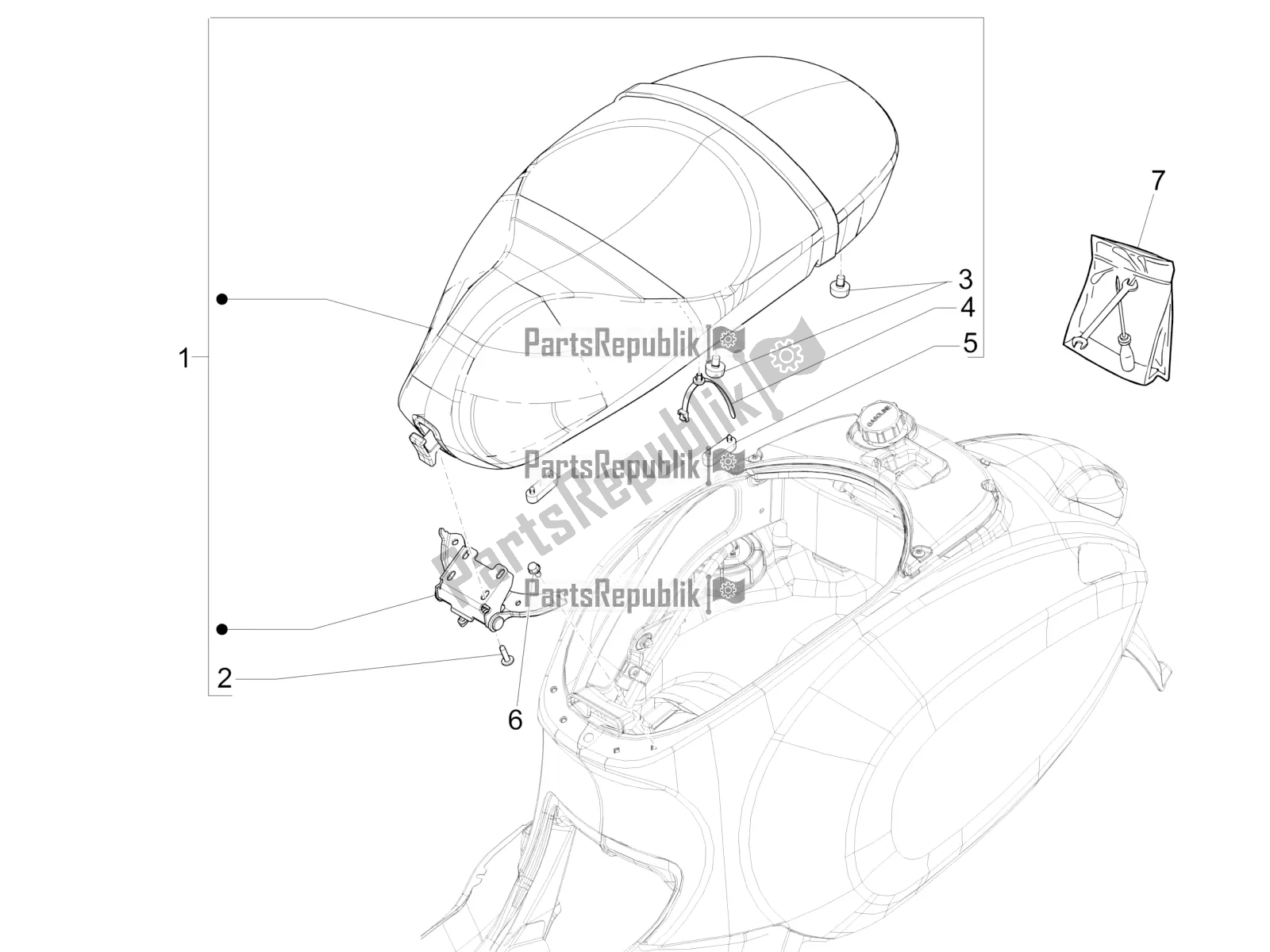 All parts for the Saddle/seats of the Vespa Sprint 125 3V IE 2021