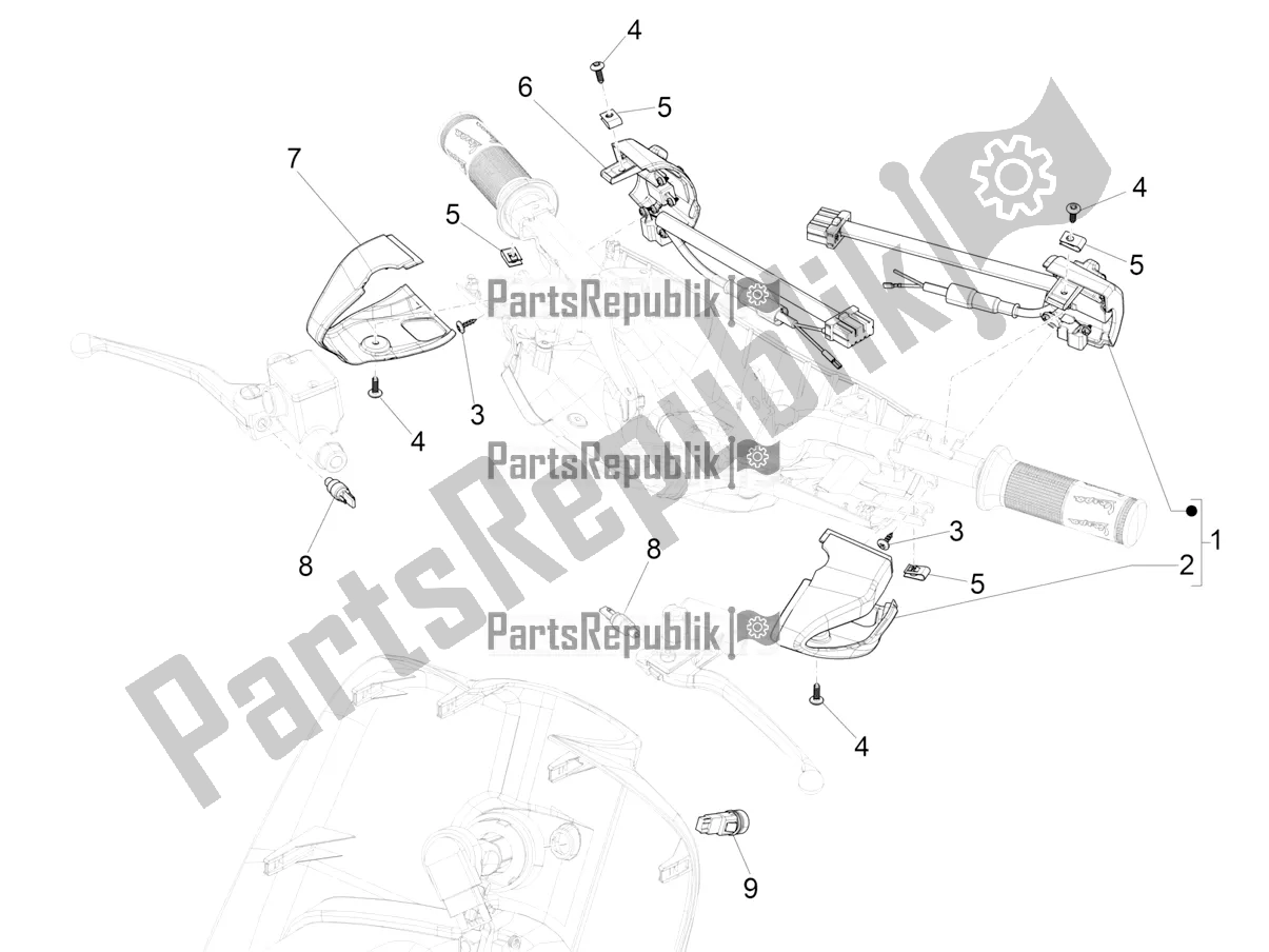 Todas as partes de Seletores - Interruptores - Botões do Vespa Sprint 125 3V IE 2021