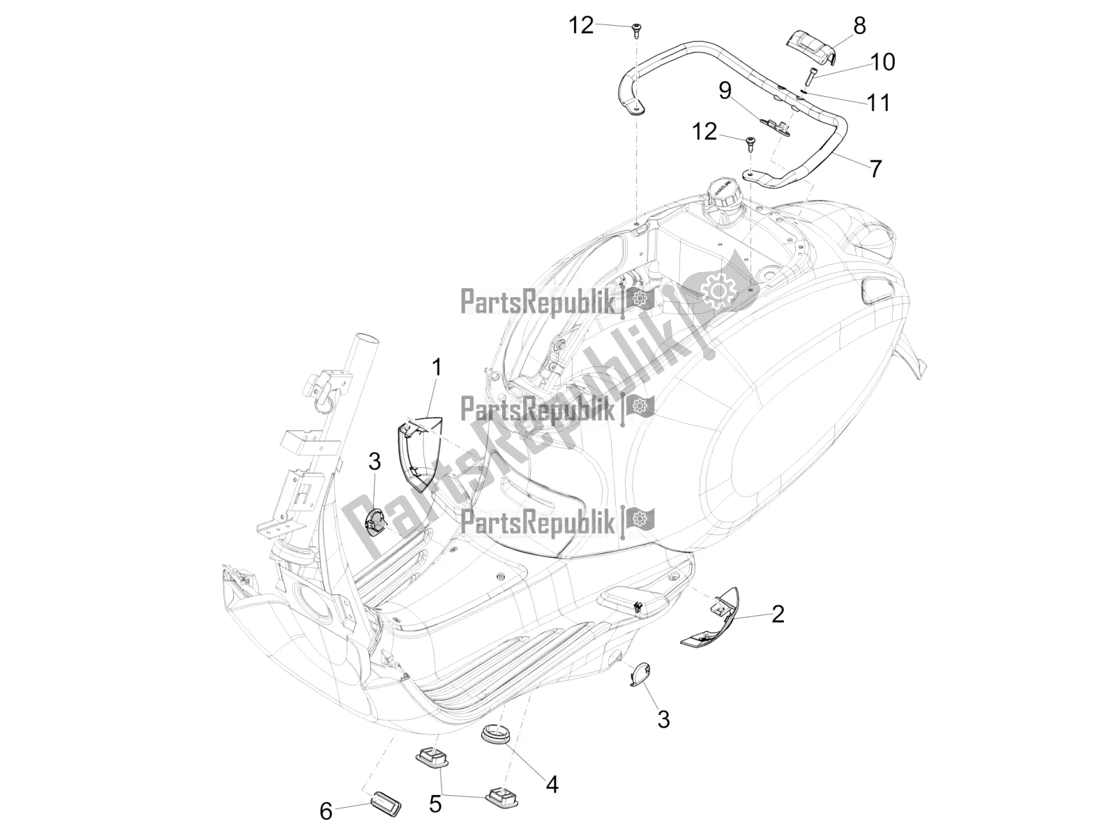 All parts for the Side Cover - Spoiler of the Vespa Sprint 125 3V IE 2021