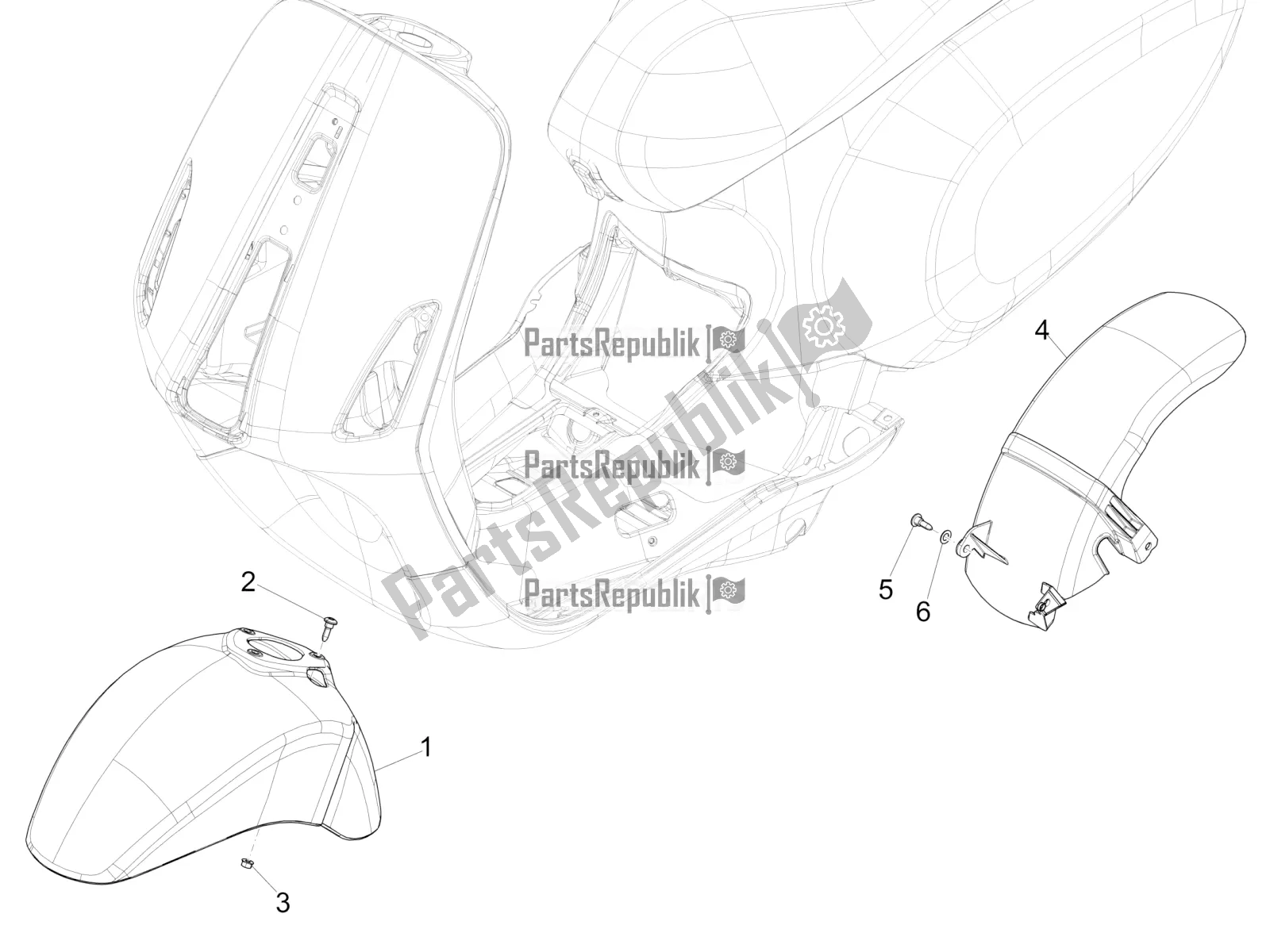 Toutes les pièces pour le Logement De Roue - Garde-boue du Vespa Sprint 125 3V IE 2021