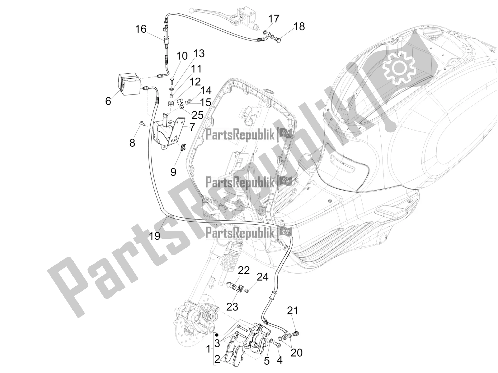 All parts for the Brakes Pipes - Calipers (abs) of the Vespa Sprint 125 3V IE 2022