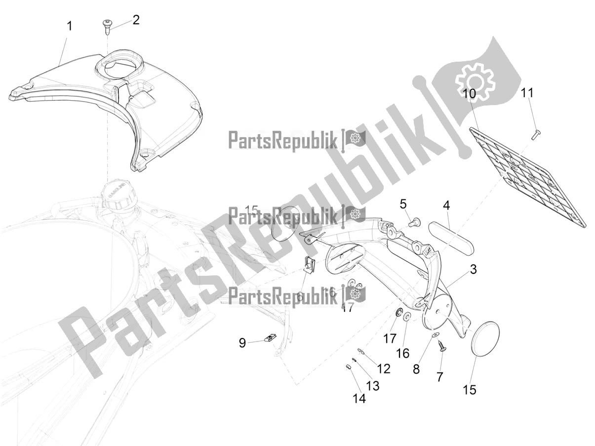 Todas las partes para Cubierta Trasera - Protector Contra Salpicaduras de Vespa Sprint 125 3V IE 2022