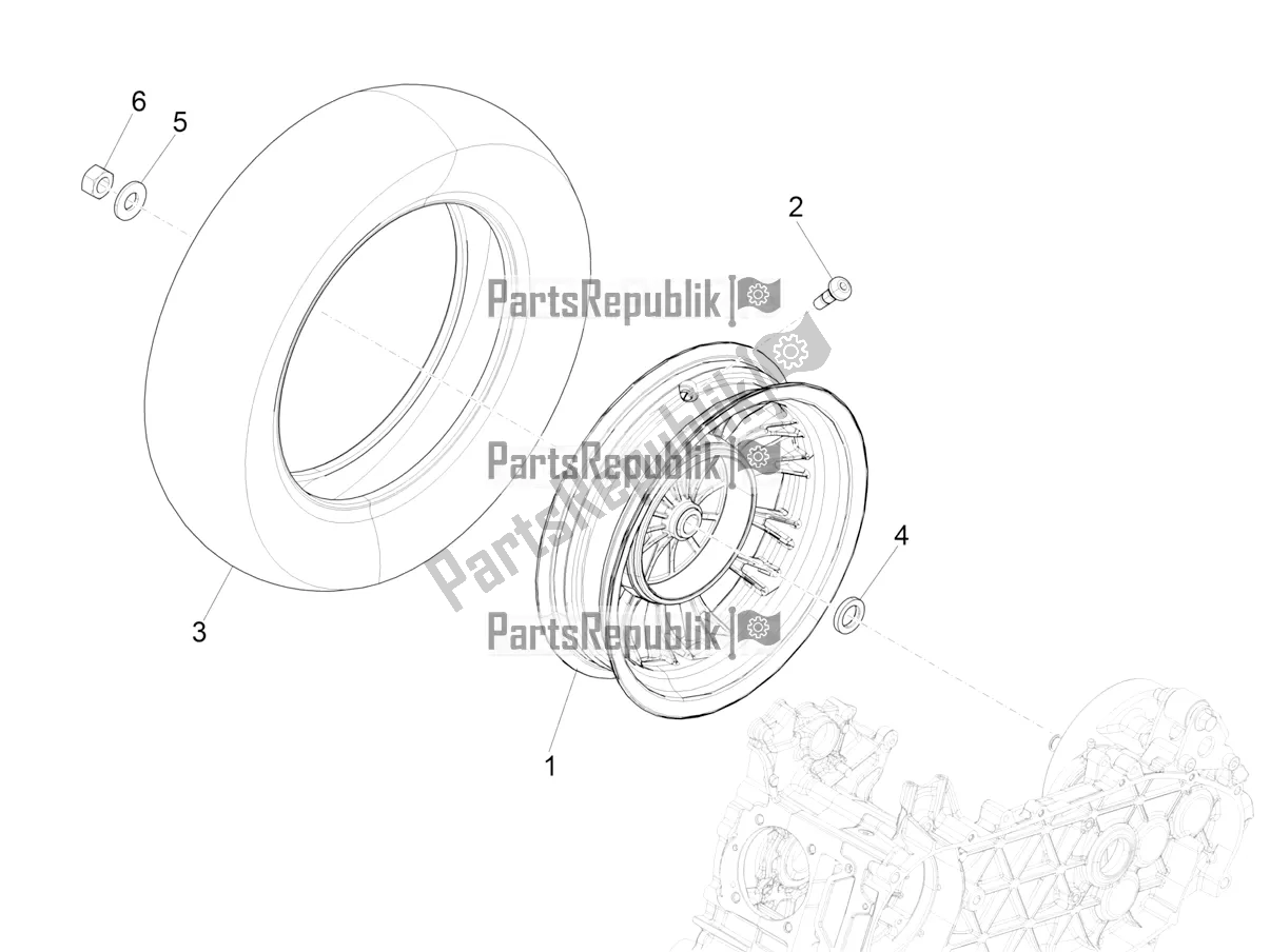 Todas las partes para Rueda Trasera de Vespa Sprint 125 3V IE 2022