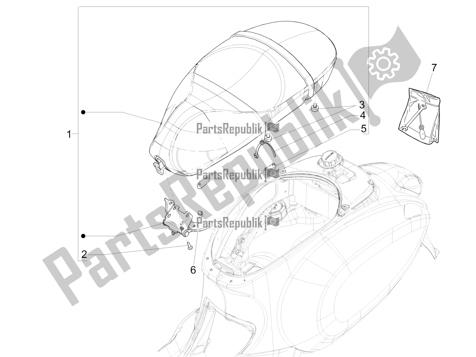 All parts for the Saddle/seats of the Vespa Sprint 125 3V IE 2022