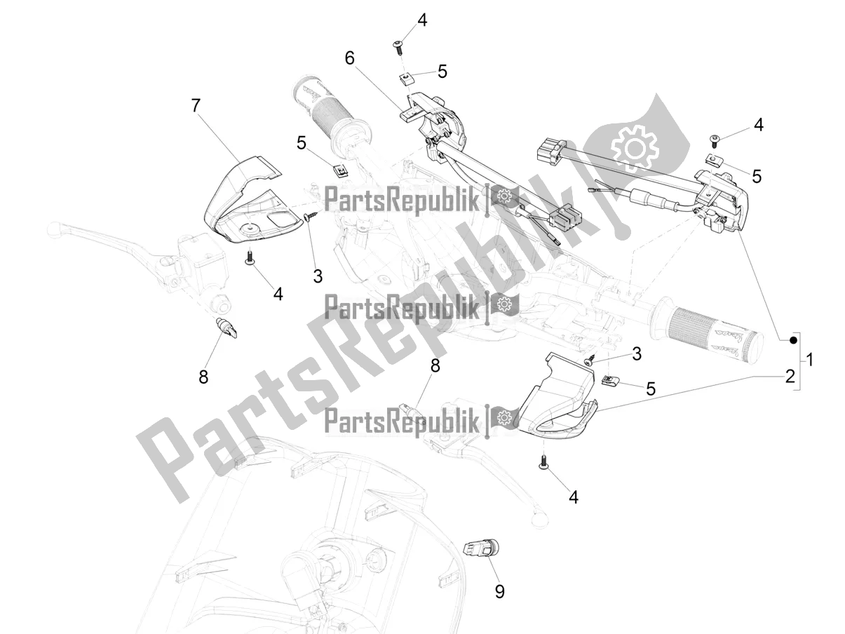 Toutes les pièces pour le Sélecteurs - Interrupteurs - Boutons du Vespa Sprint 125 3V IE 2022