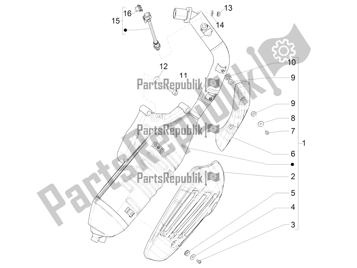 Tutte le parti per il Silenziatore del Vespa Sprint 125 3V IE 2022