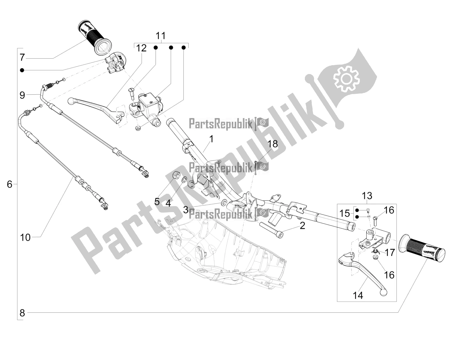 Tutte le parti per il Manubrio - Master Cil. Del Vespa Sprint 125 Iget 2016