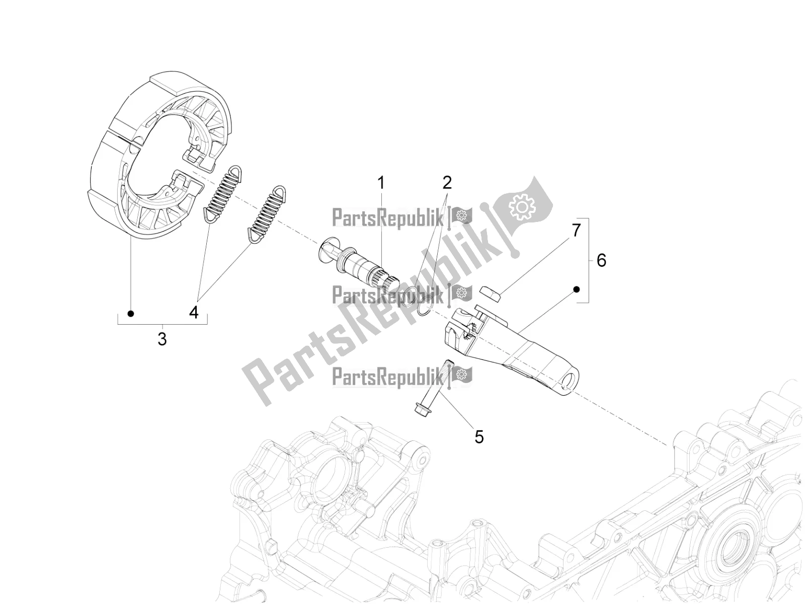 All parts for the Rear Brake - Brake Jaw of the Vespa Sprint 125 Iget 2016