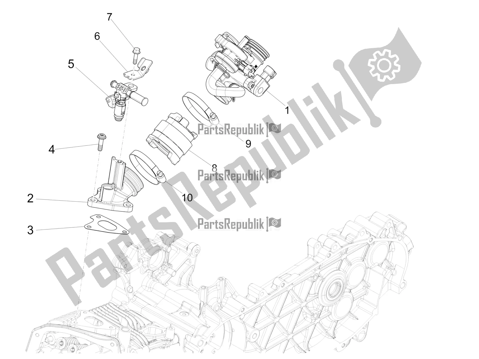 All parts for the Throttle Body - Injector - Induction Joint of the Vespa Sprint 125 Iget 2016